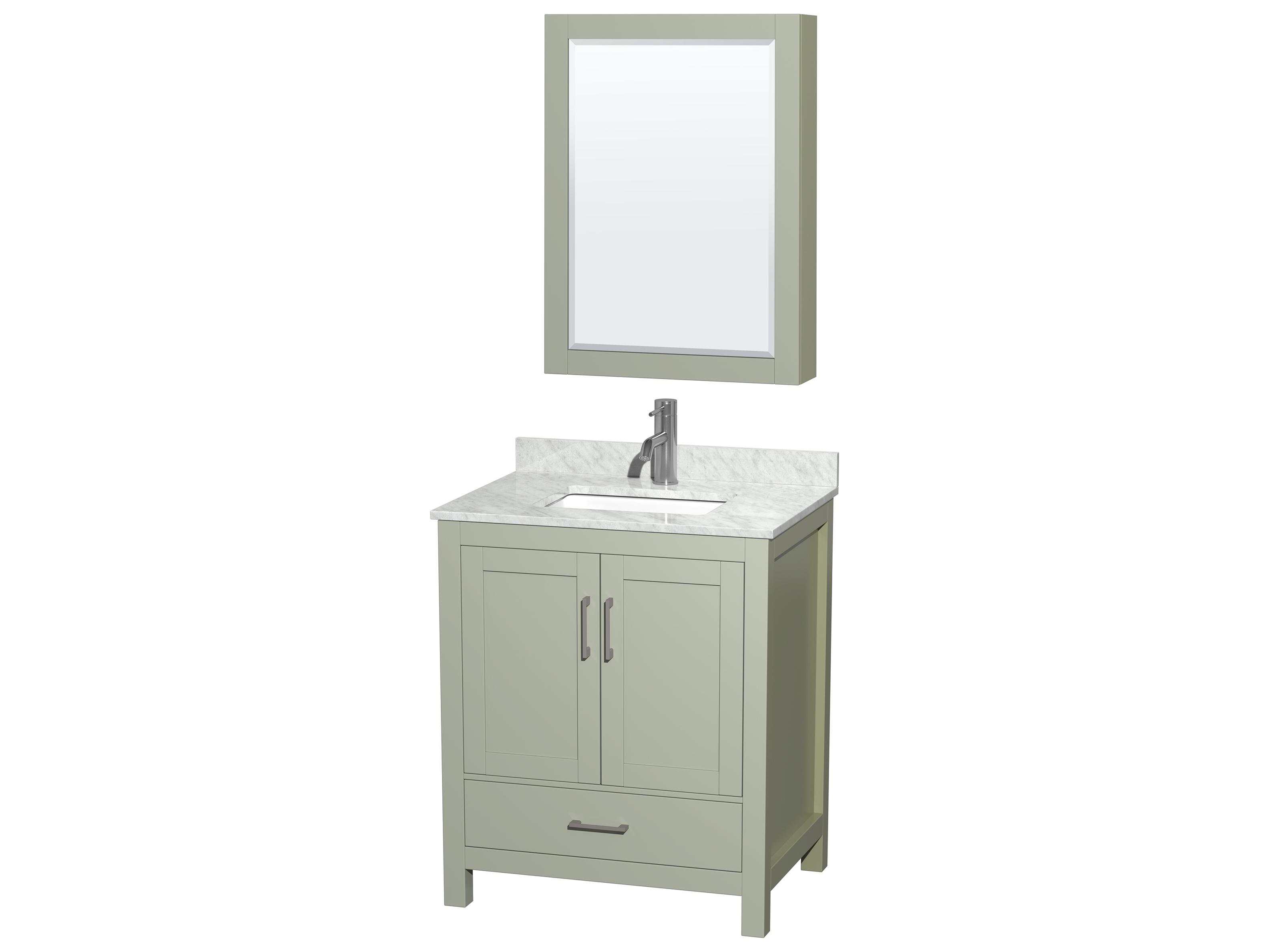 Wyndham Collection Sheffield 30" Light Green Vanity with Medicine Cabinet