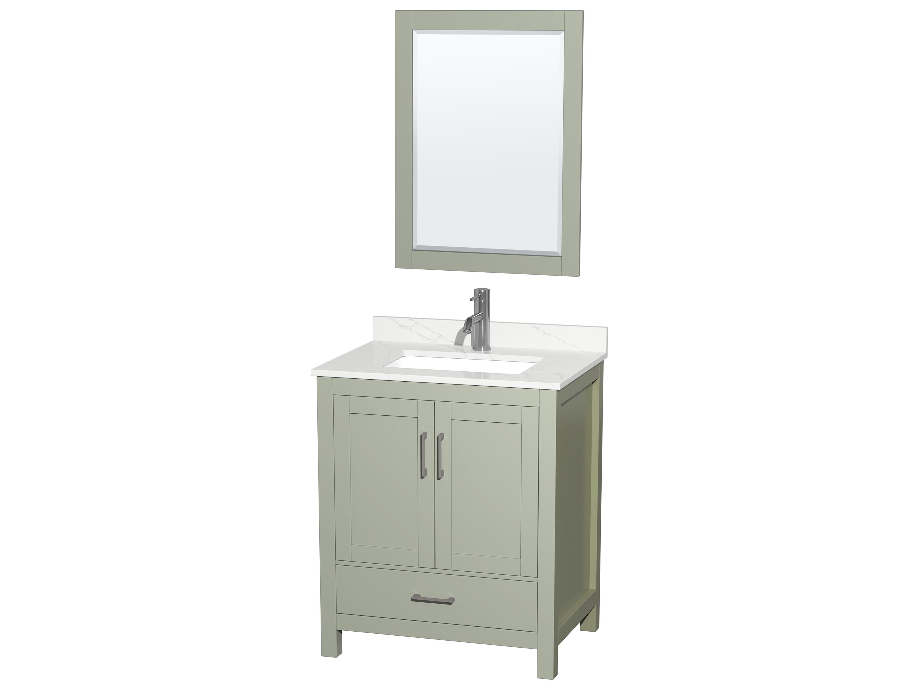 Wyndham Collection Sheffield 30" Light Green Vanity with 24" Mirror