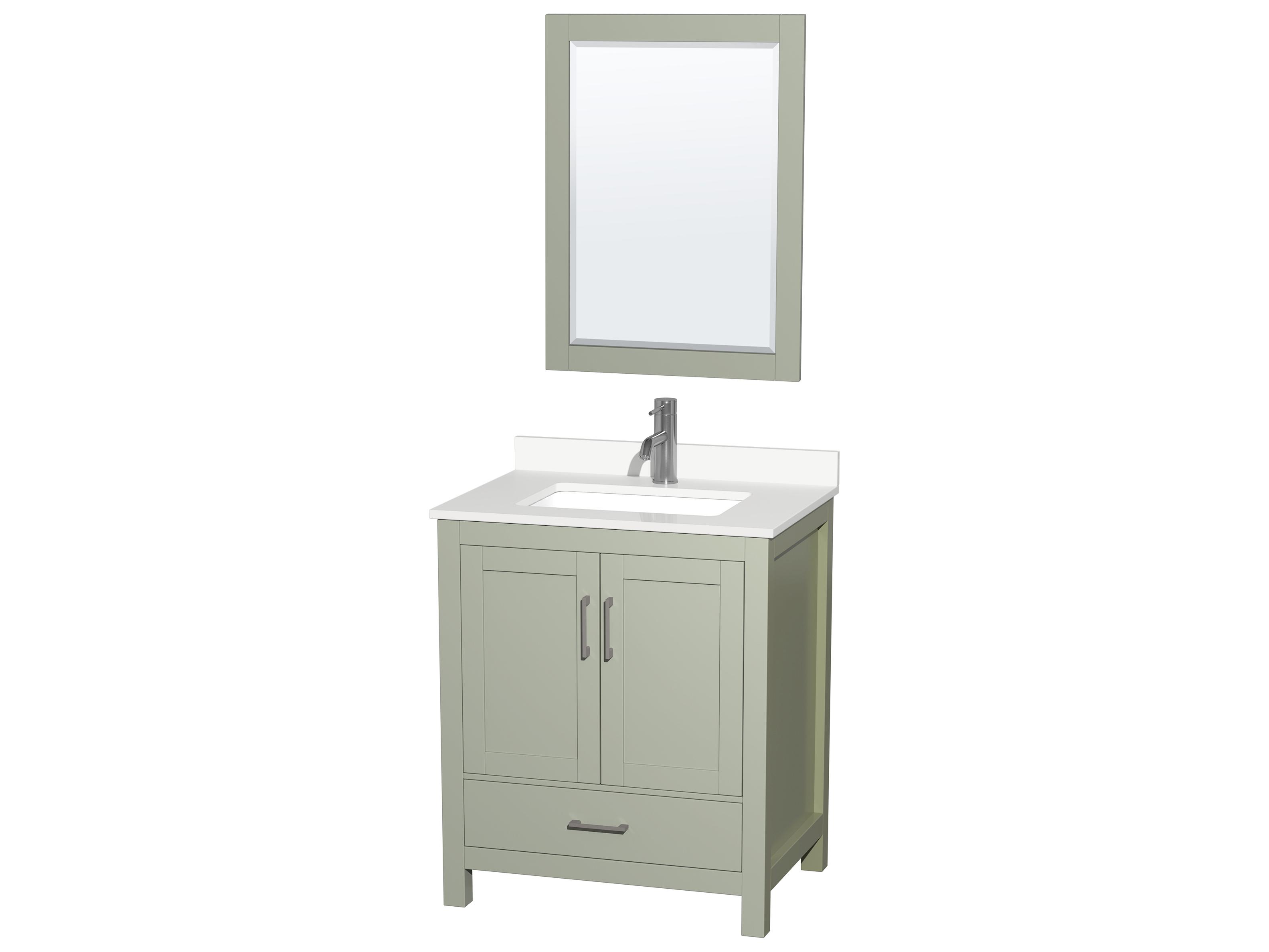 Wyndham Collection Sheffield 30" Light Green Vanity with 24" Mirror