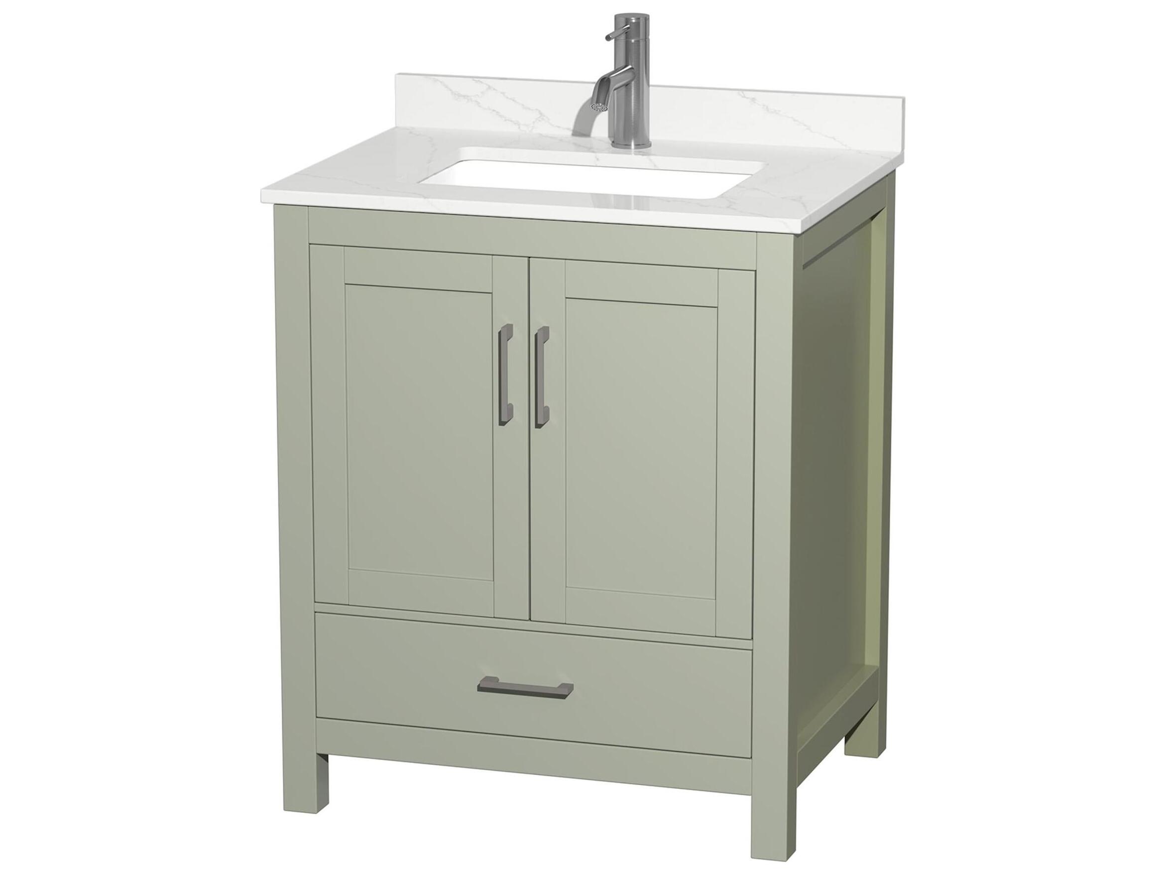 Wyndham Collection Sheffield 30" Light Green Vanity