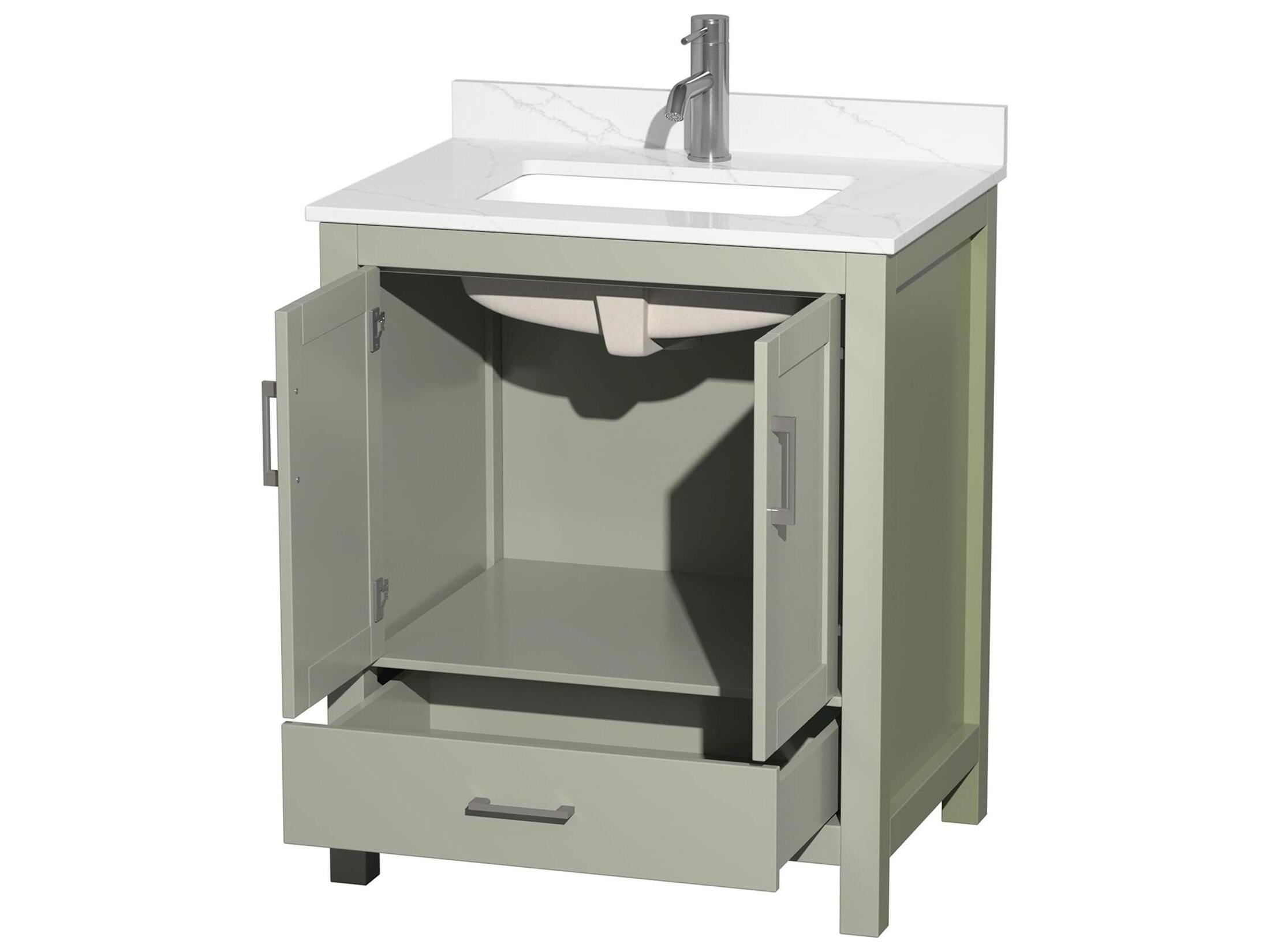 Wyndham Collection Sheffield 30" Light Green Vanity