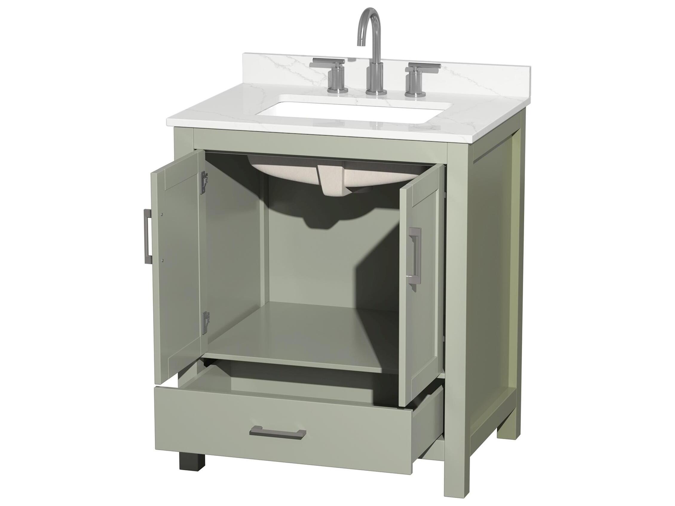 Wyndham Collection Sheffield 30" Light Green Vanity