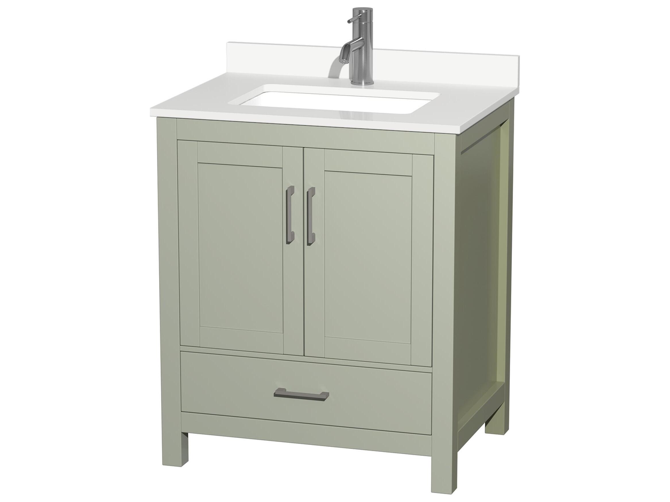 Wyndham Collection Sheffield 30" Light Green Vanity
