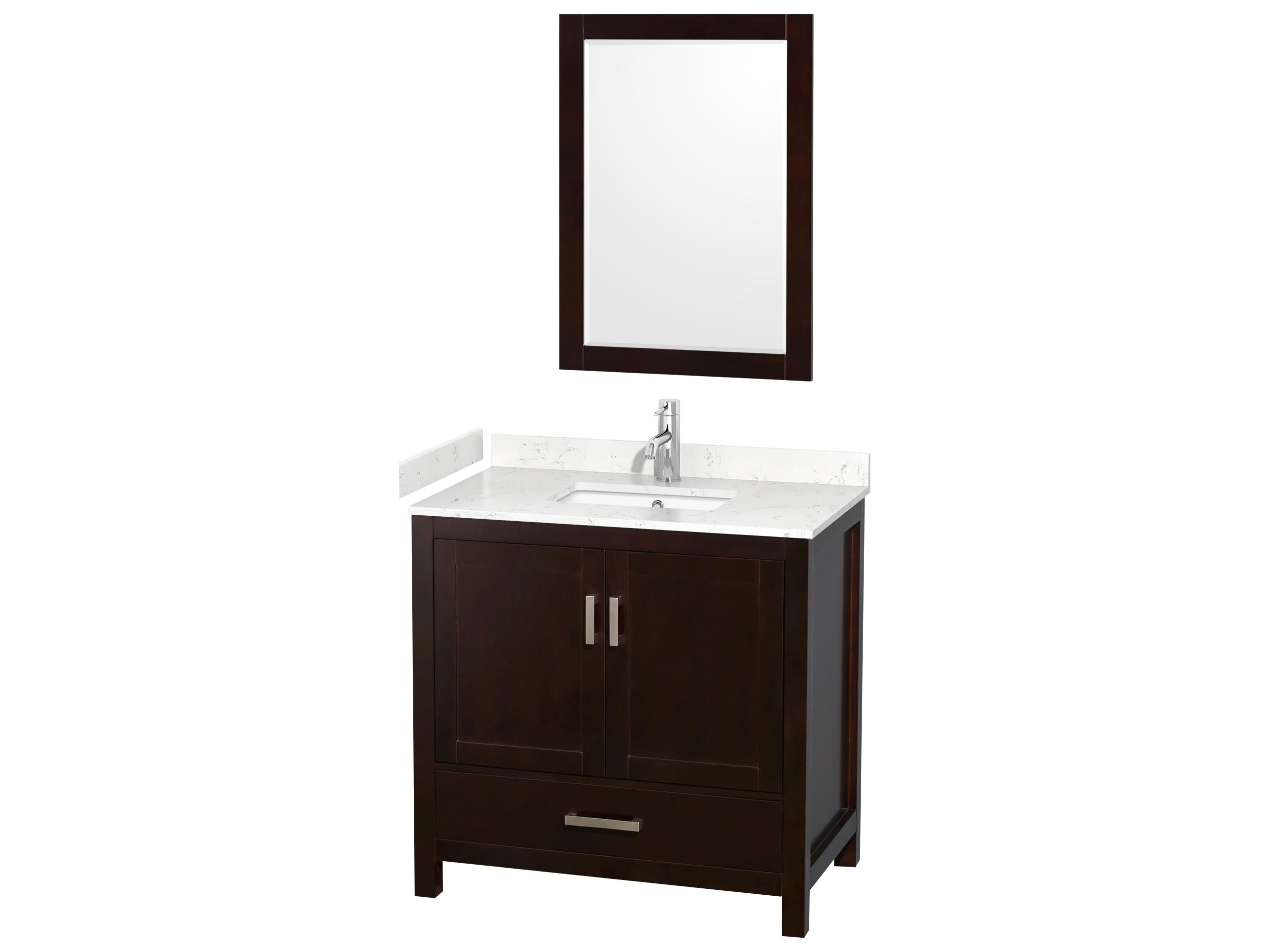 Wyndham Collection Sheffield 36" Espresso Vanity with 24" Mirror