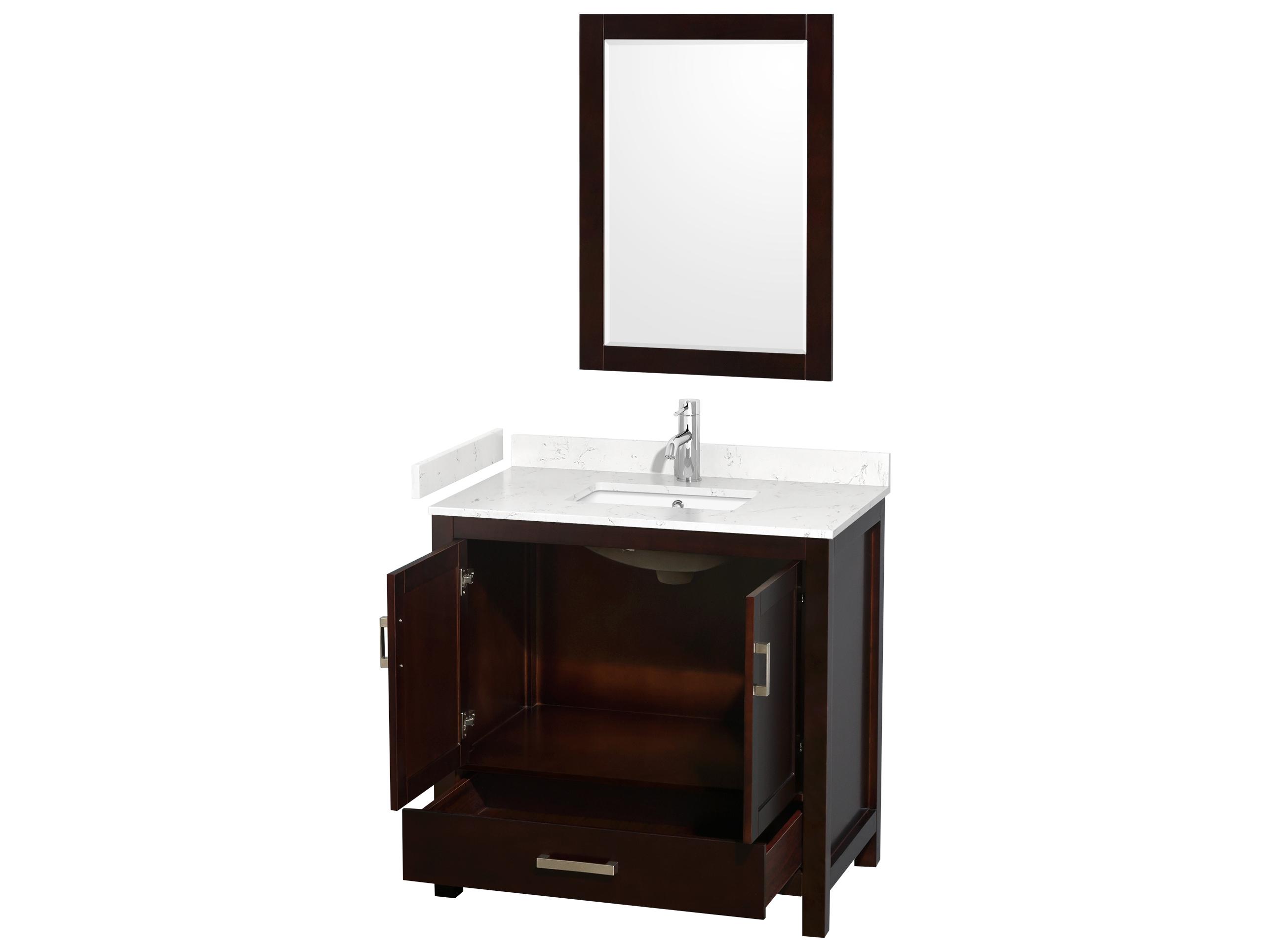 Wyndham Collection Sheffield 36" Espresso Vanity with 24" Mirror