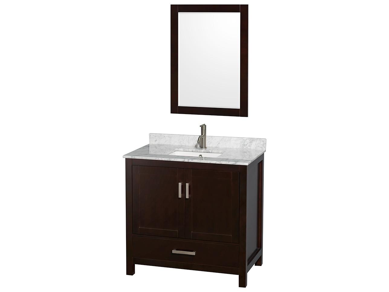 Wyndham Collection Sheffield 36" Espresso Vanity with 24" Mirror