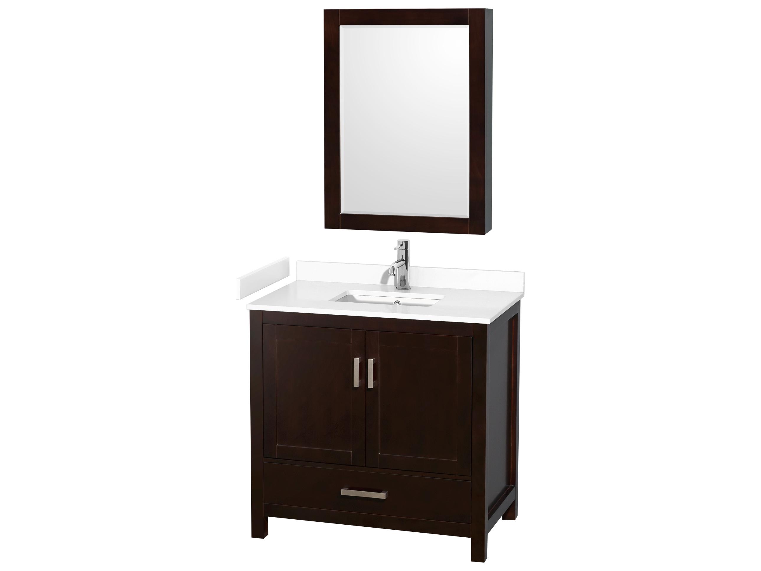 Wyndham Collection Sheffield 36" Espresso Vanity with Medicine Cabinet