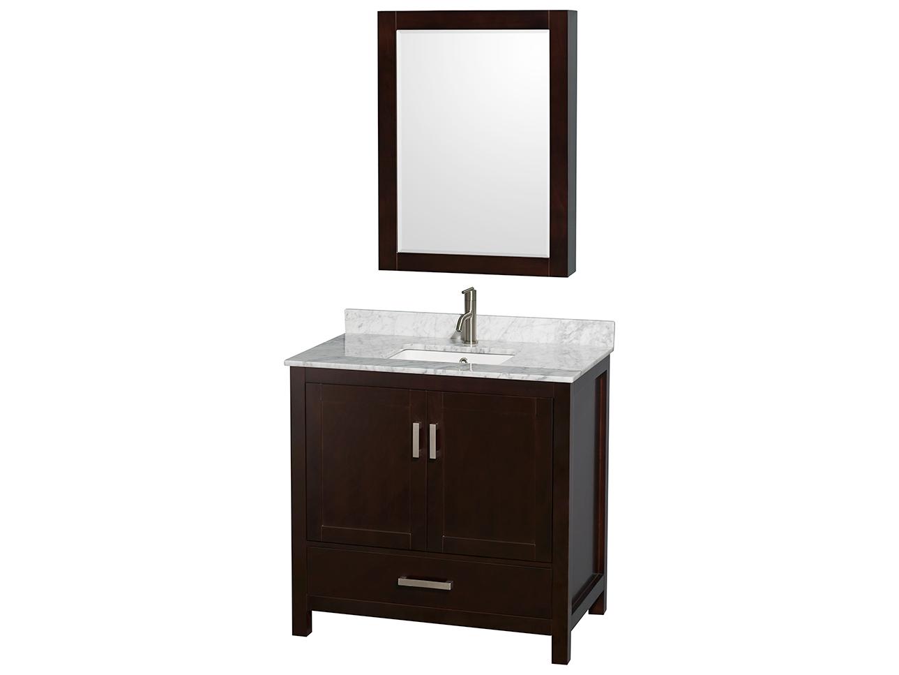Wyndham Collection Sheffield 36" Espresso Vanity with Medicine Cabinet