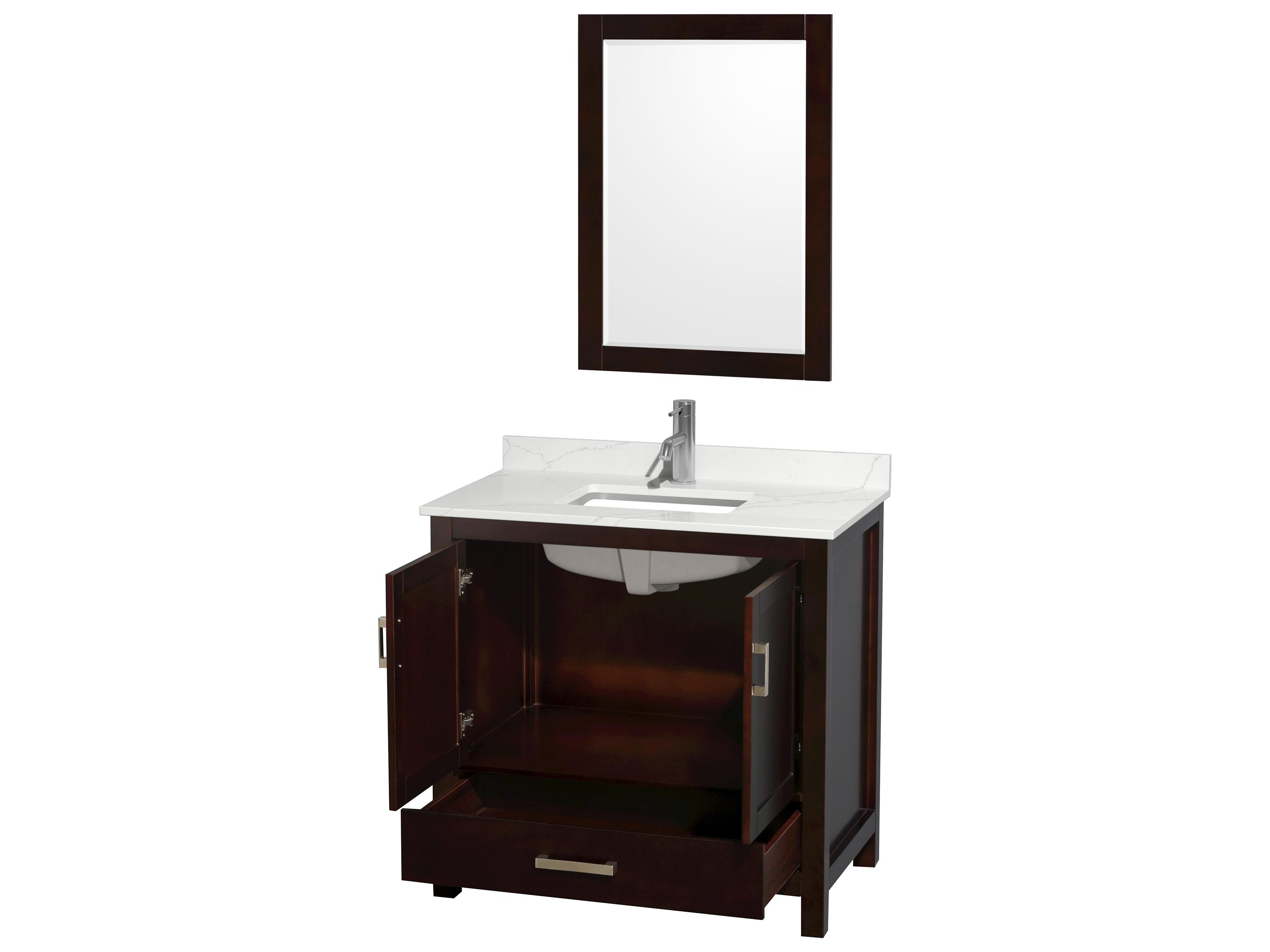 Wyndham Collection Sheffield 36" Espresso Vanity with 24" Mirror