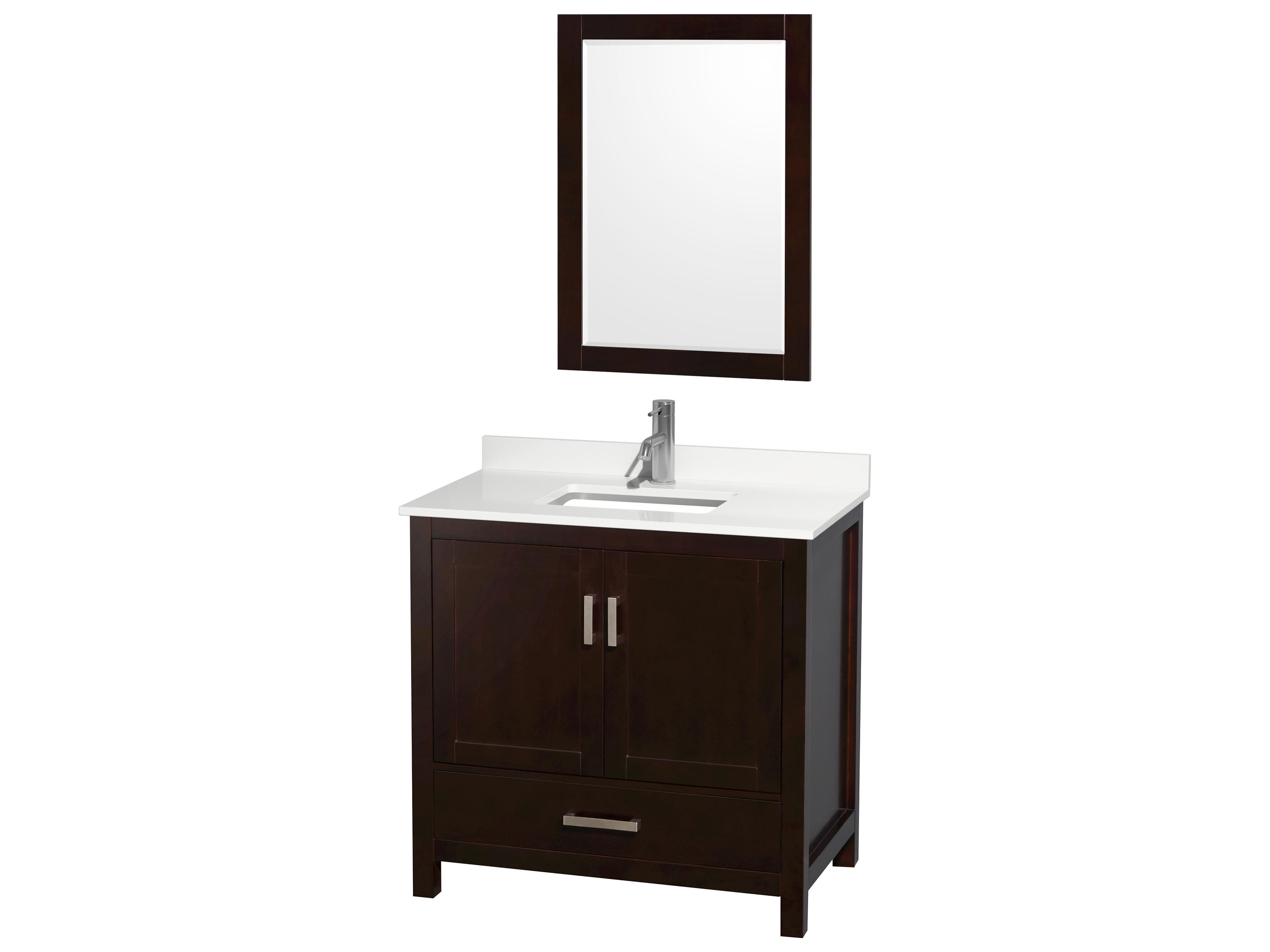 Wyndham Collection Sheffield 36" Espresso Vanity with 24" Mirror