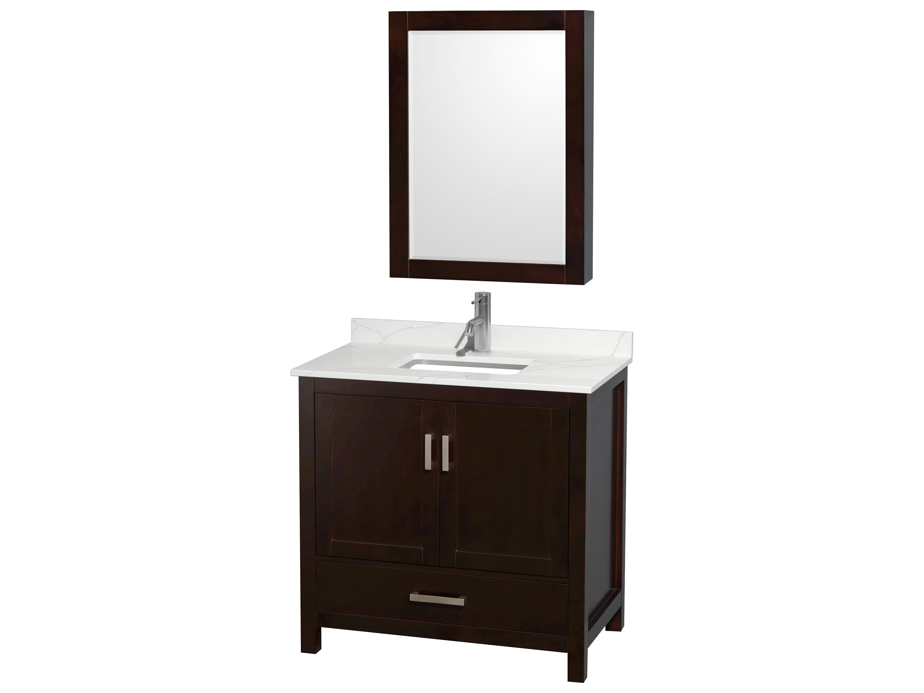 Wyndham Collection Sheffield 36" Espresso Vanity with Medicine Cabinet