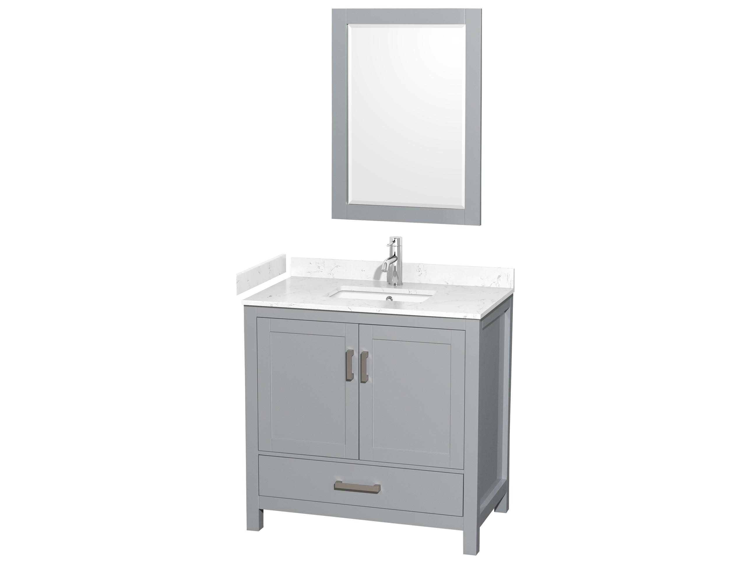 Wyndham Collection Sheffield 36" Gray Vanity with 24" Mirror