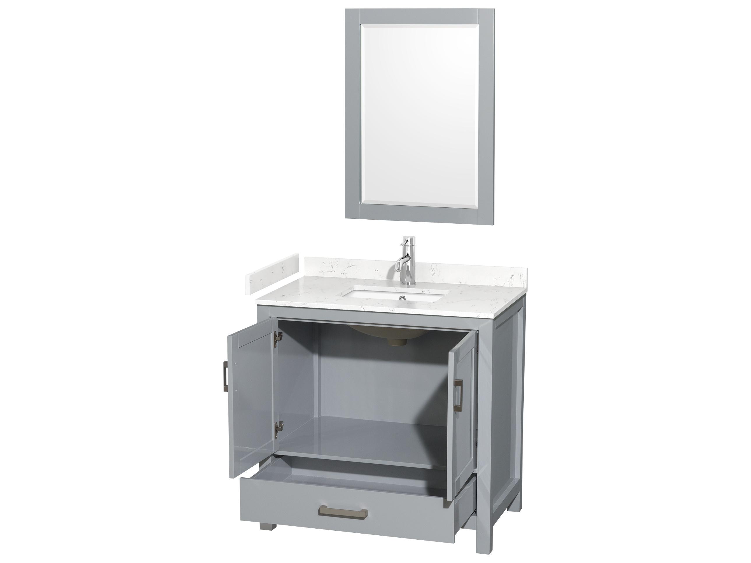 Wyndham Collection Sheffield 36" Gray Vanity with 24" Mirror