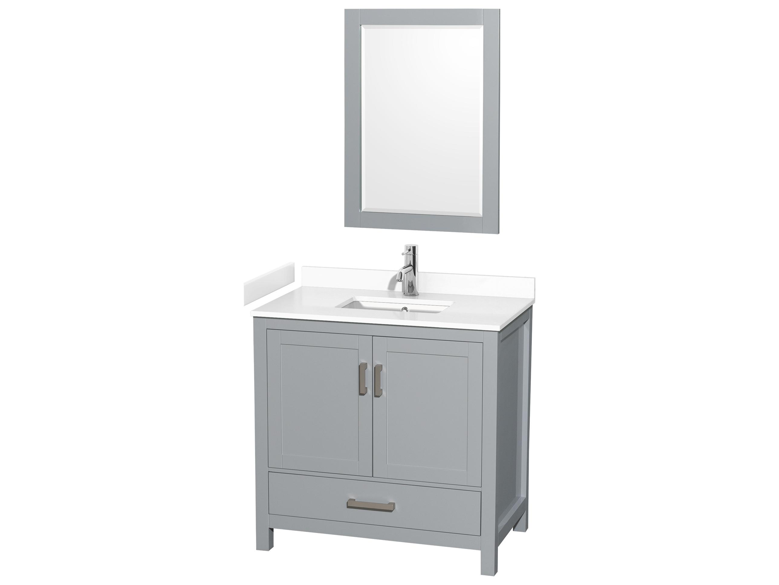 Wyndham Collection Sheffield 36" Gray Vanity with 24" Mirror