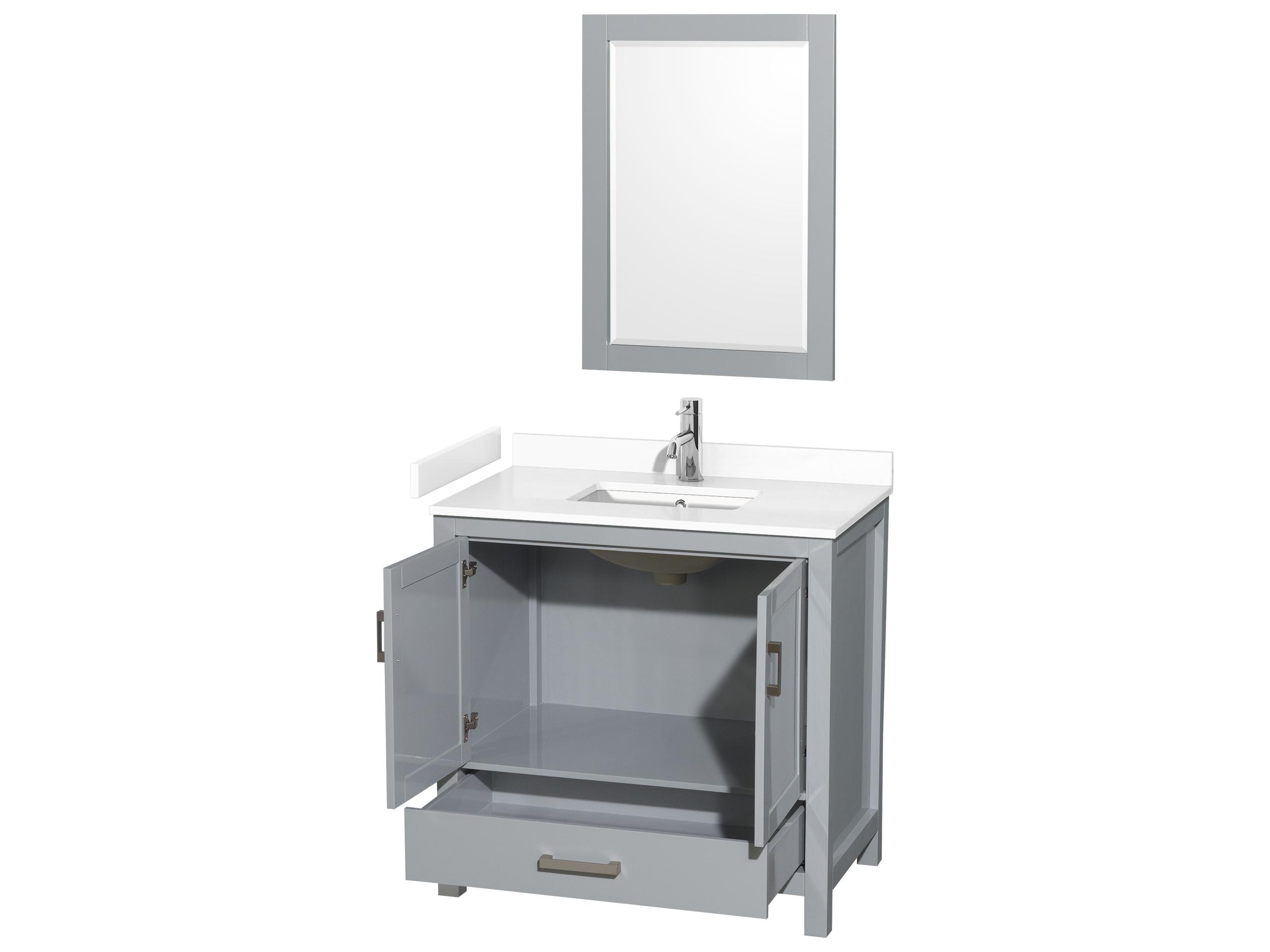 Wyndham Collection Sheffield 36" Gray Vanity with 24" Mirror