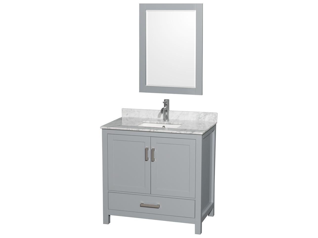 Wyndham Collection Sheffield 36" Gray Vanity with 24" Mirror