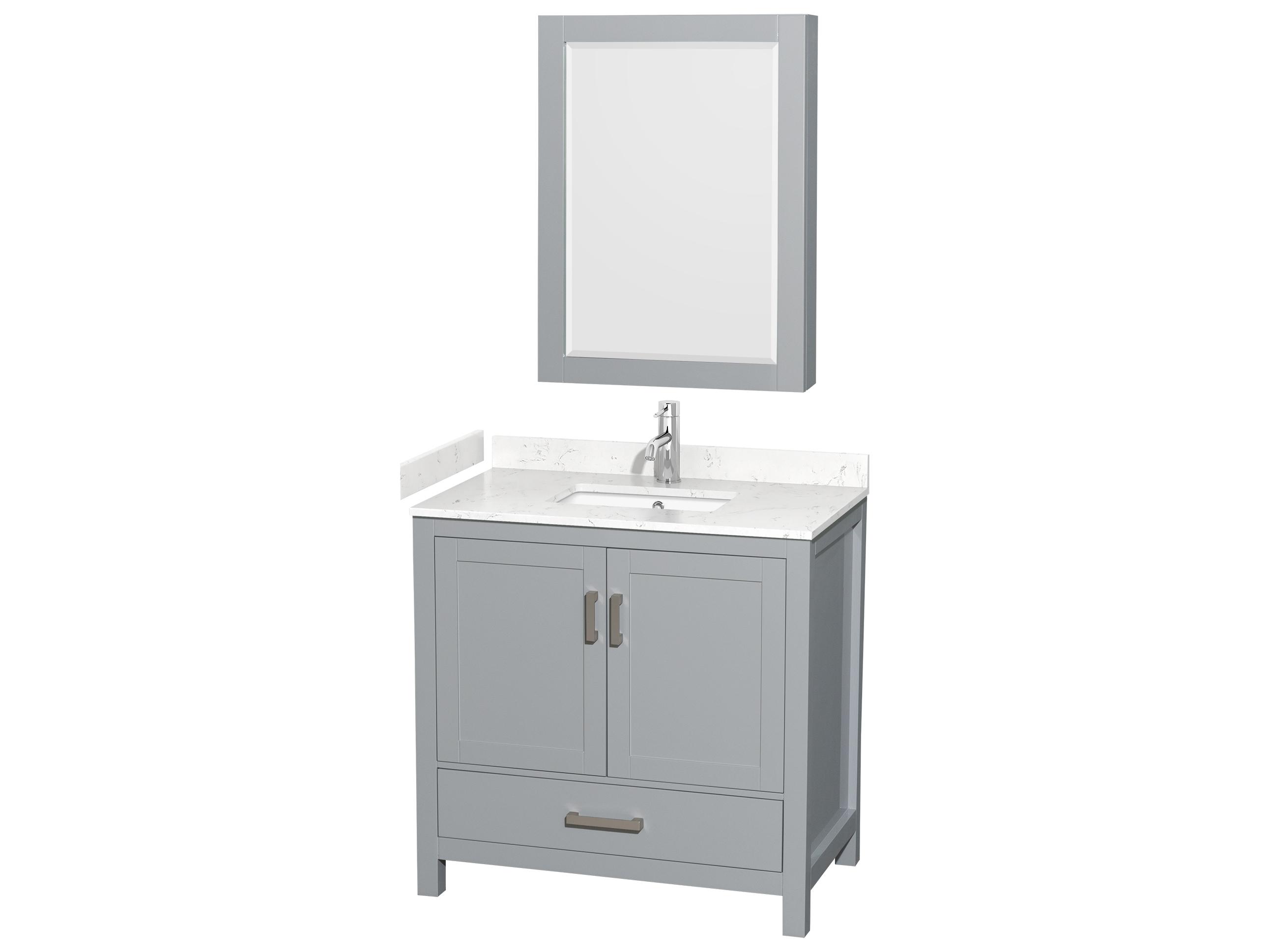 Wyndham Collection Sheffield 36" Gray Vanity with Medicine Cabinet