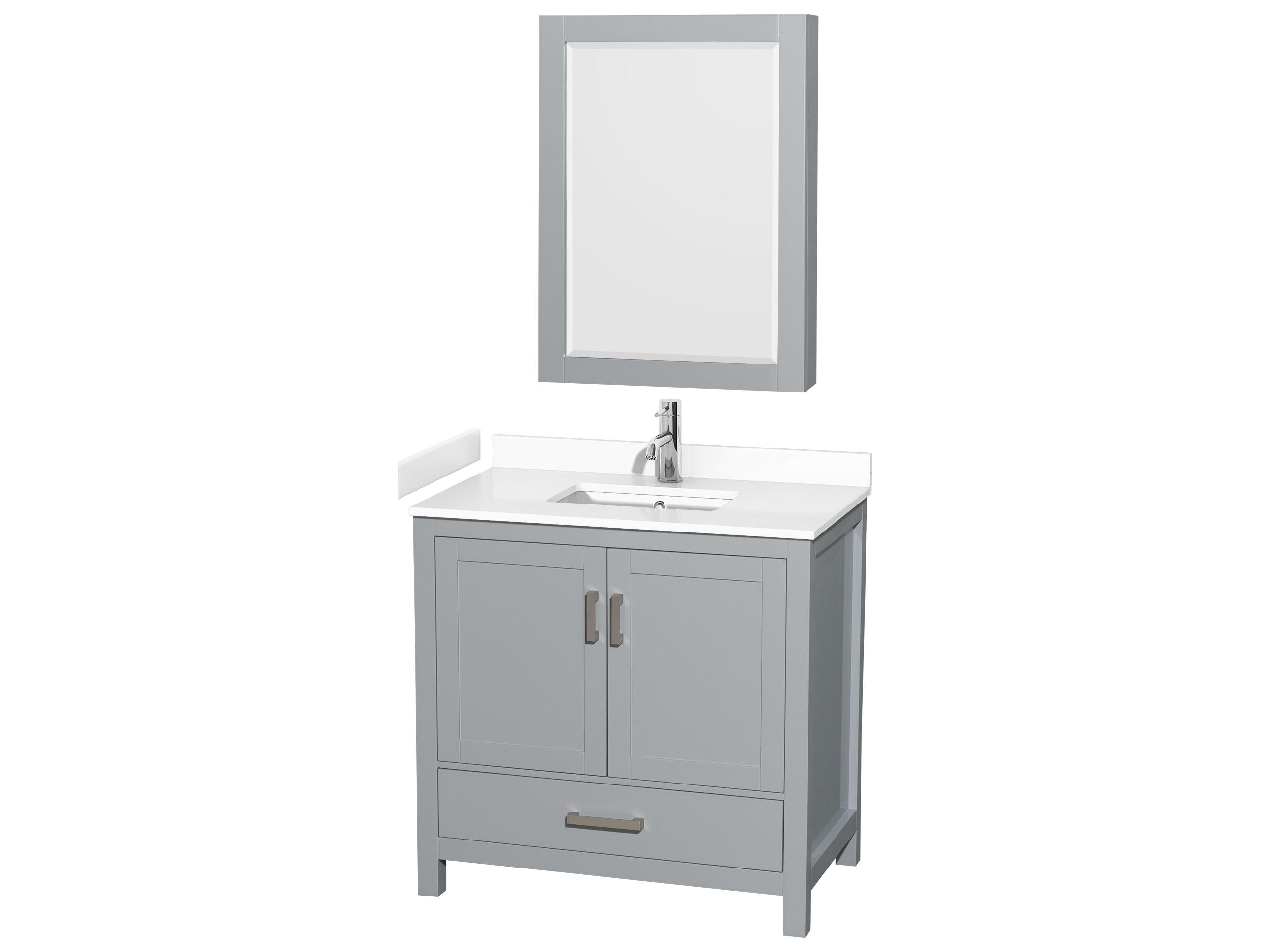 Wyndham Collection Sheffield 36" Gray Vanity with Medicine Cabinet