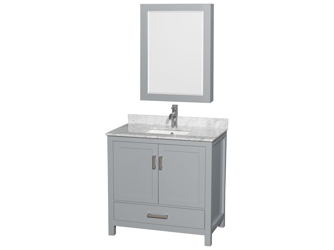 Wyndham Collection Sheffield 36" Gray Vanity with Medicine Cabinet