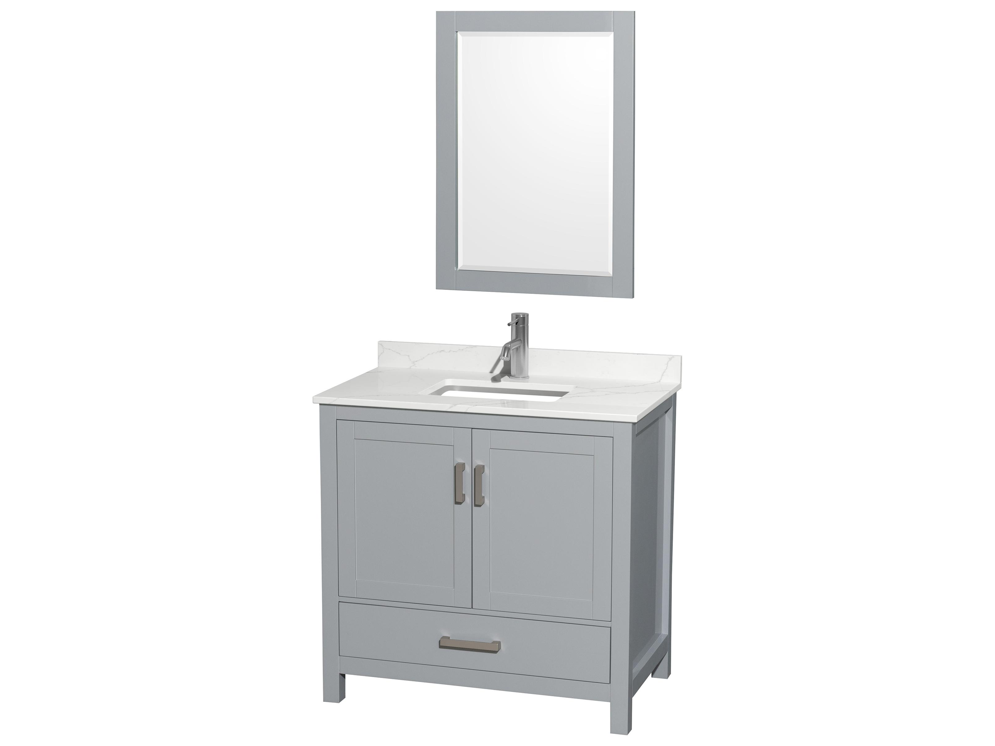 Wyndham Collection Sheffield 36" Gray Vanity with 24" Mirror