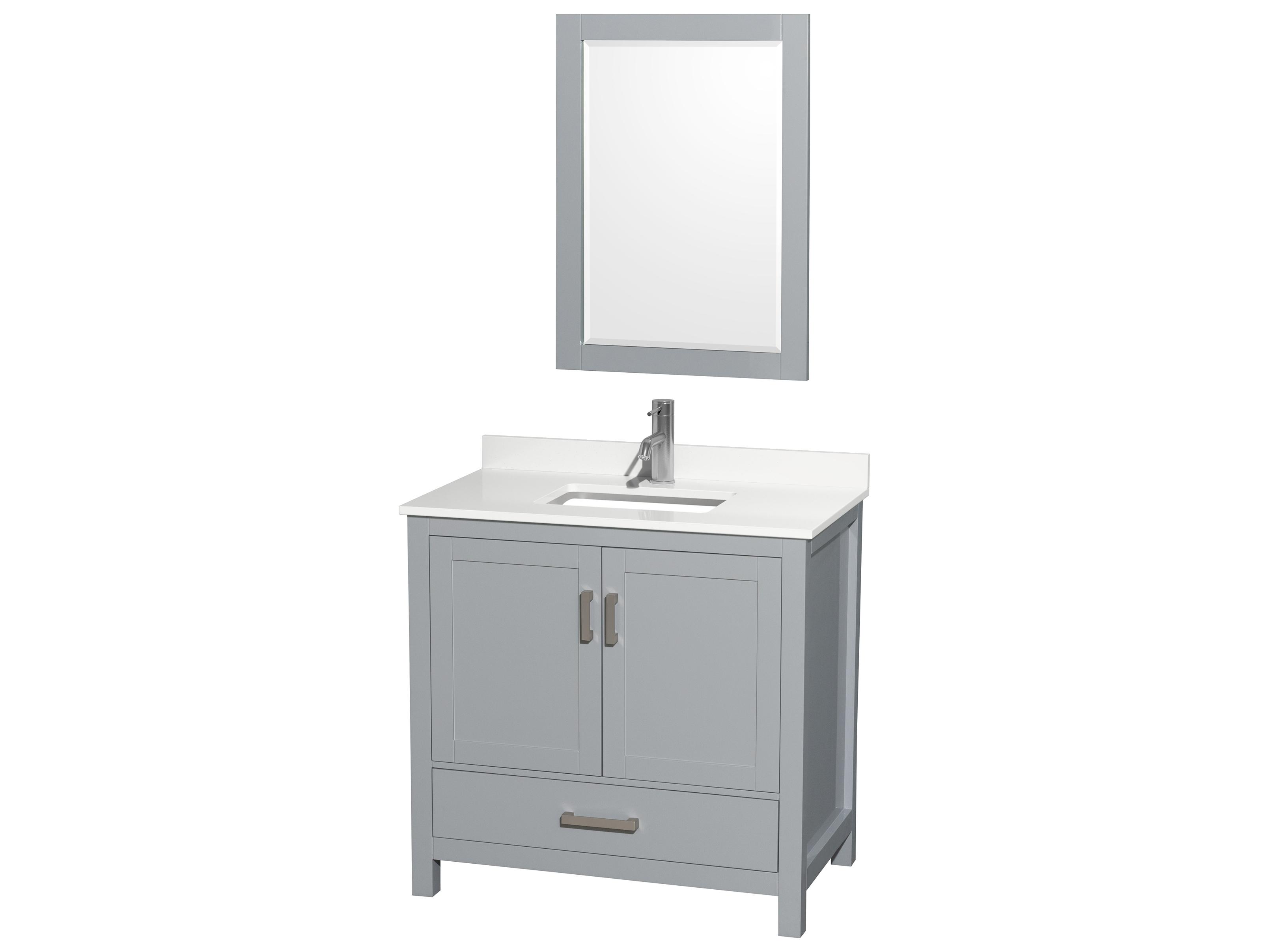 Wyndham Collection Sheffield 36" Gray Vanity with 24" Mirror