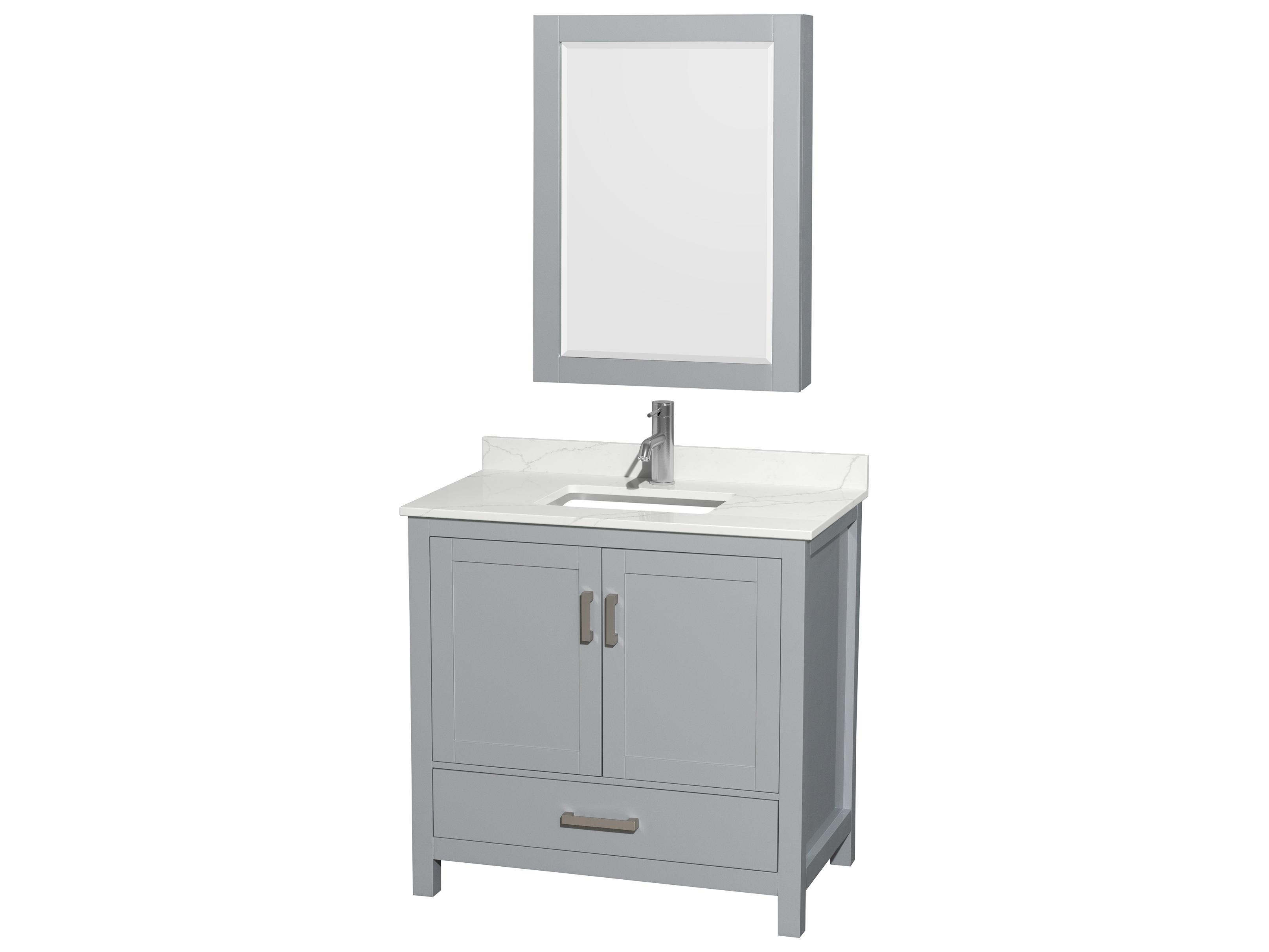Wyndham Collection Sheffield 36" Gray Vanity with Medicine Cabinet