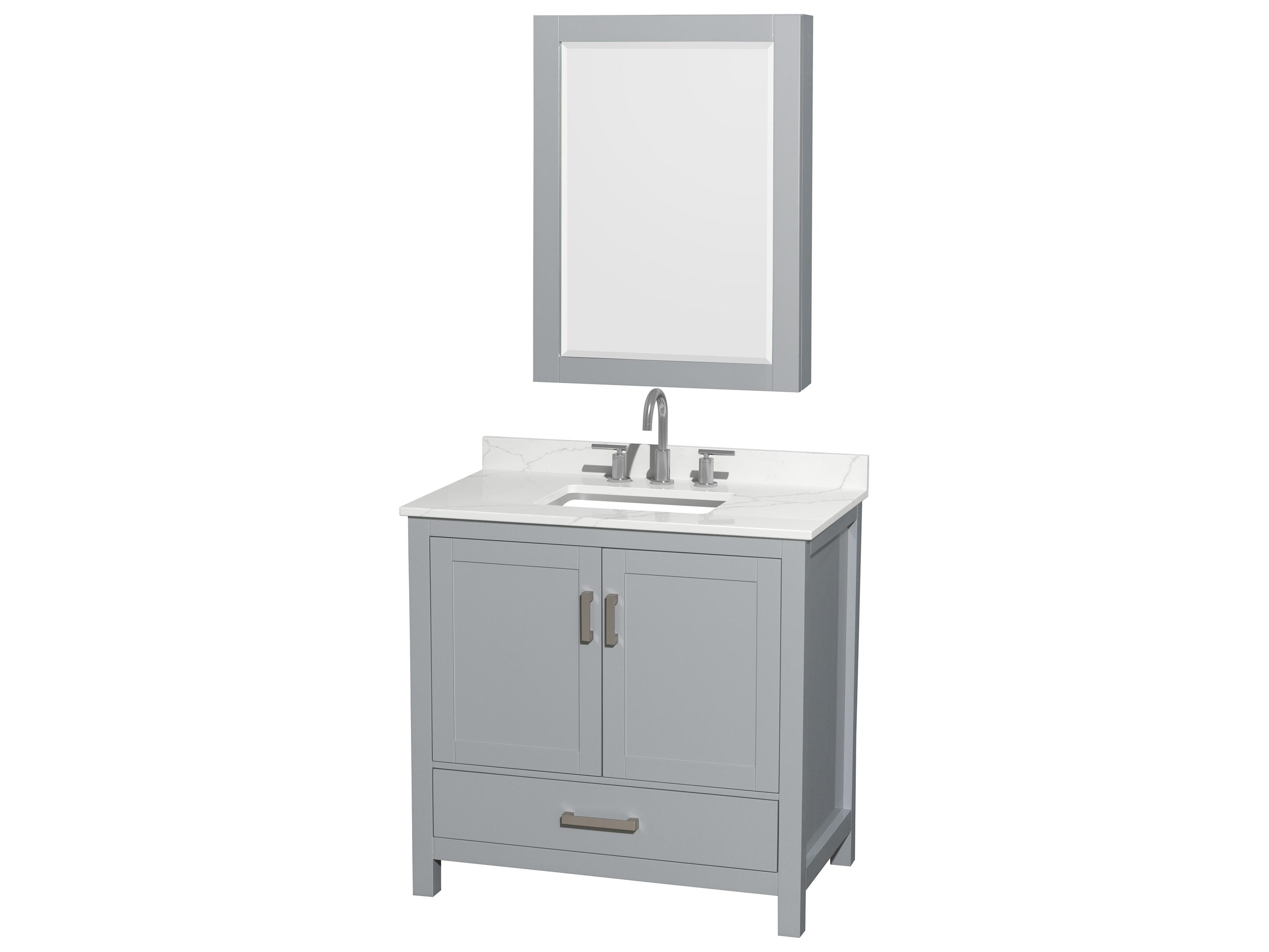 Wyndham Collection Sheffield 36" Gray Vanity with Medicine Cabinet