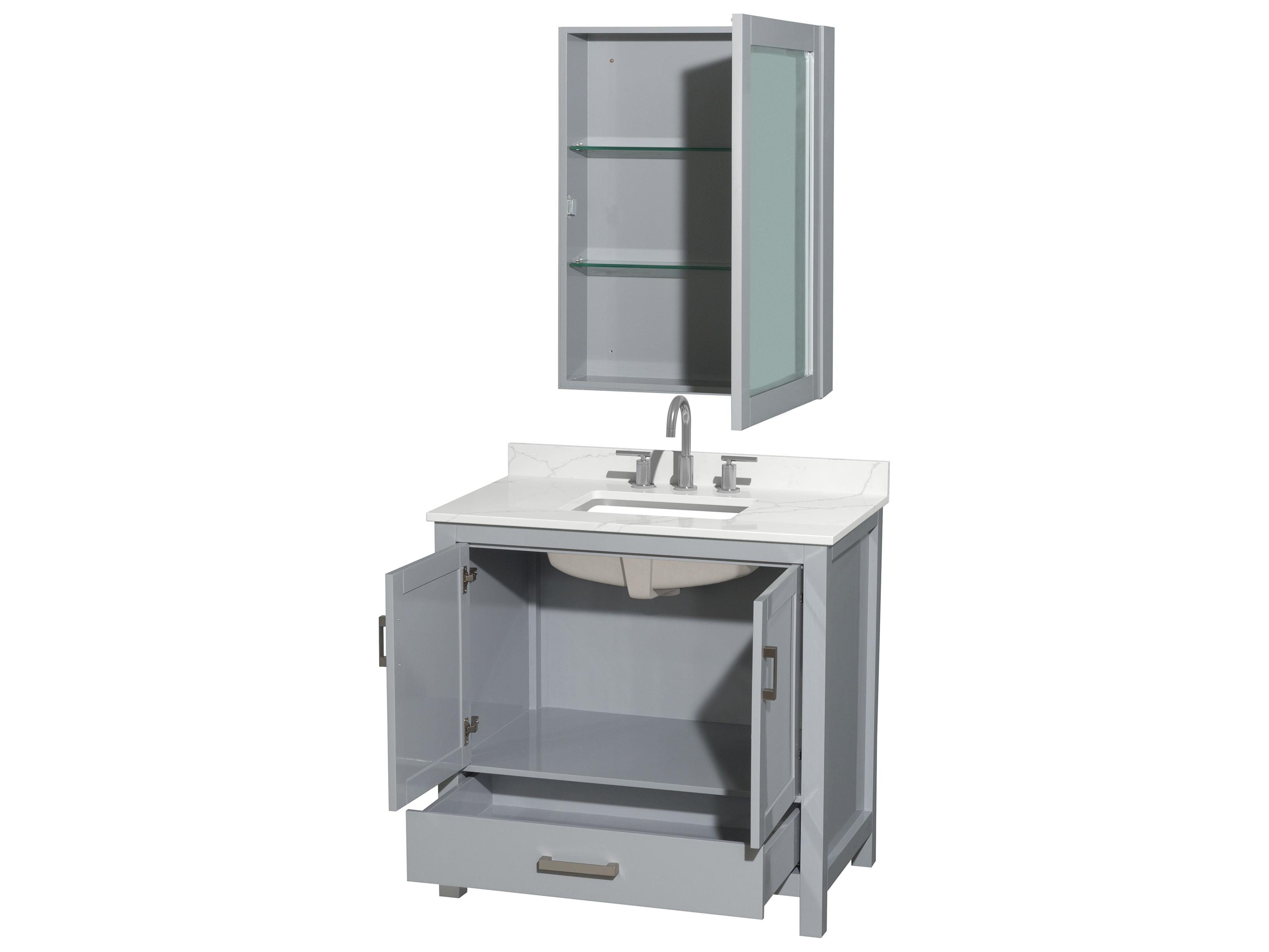 Wyndham Collection Sheffield 36" Gray Vanity with Medicine Cabinet