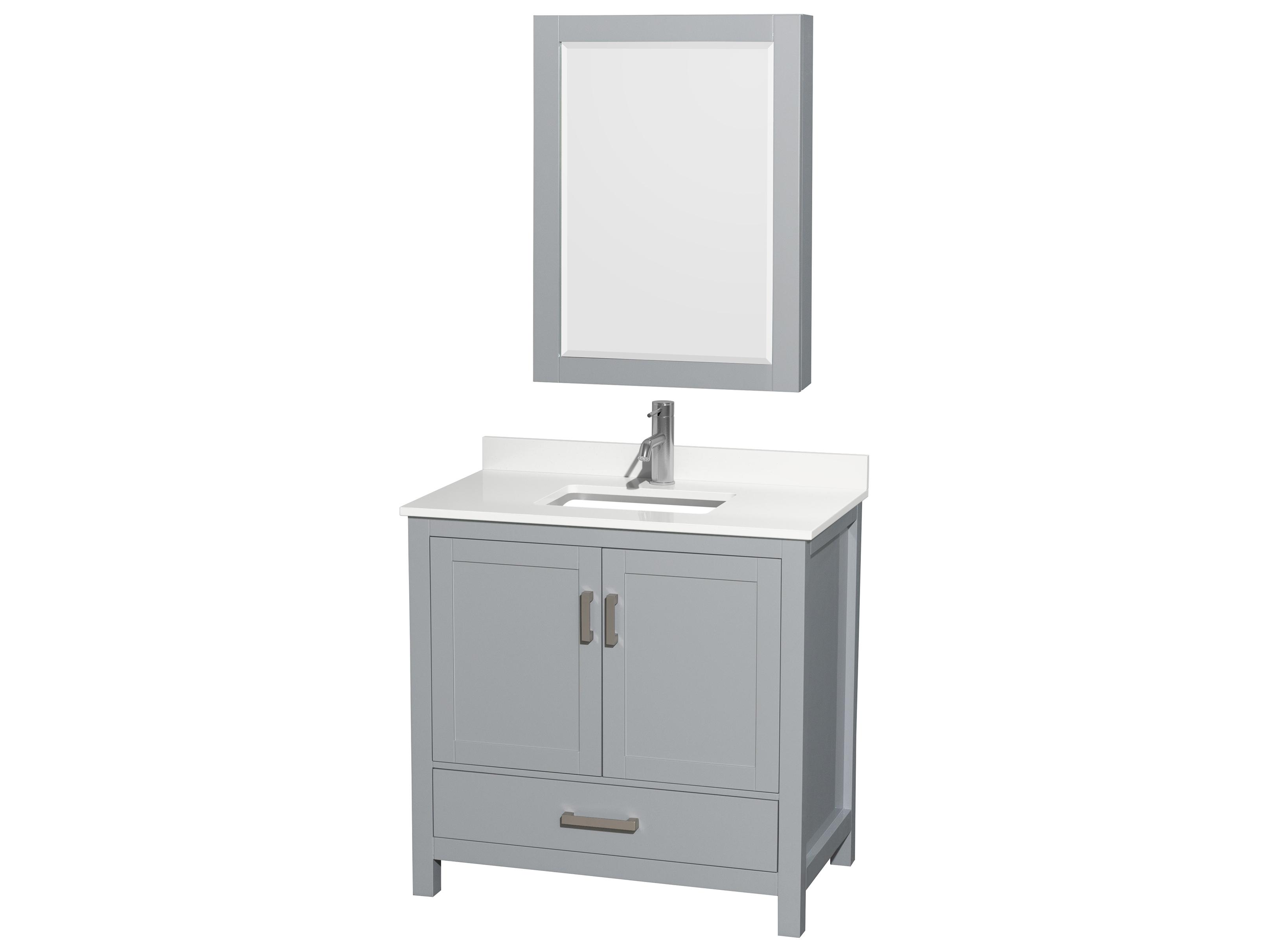 Wyndham Collection Sheffield 36" Gray Vanity with Medicine Cabinet