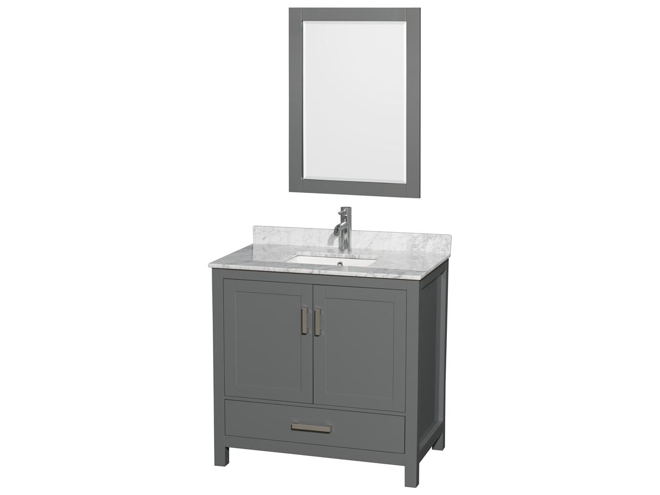 Wyndham Collection Sheffield 36" Dark Gray Vanity with 24" Mirror