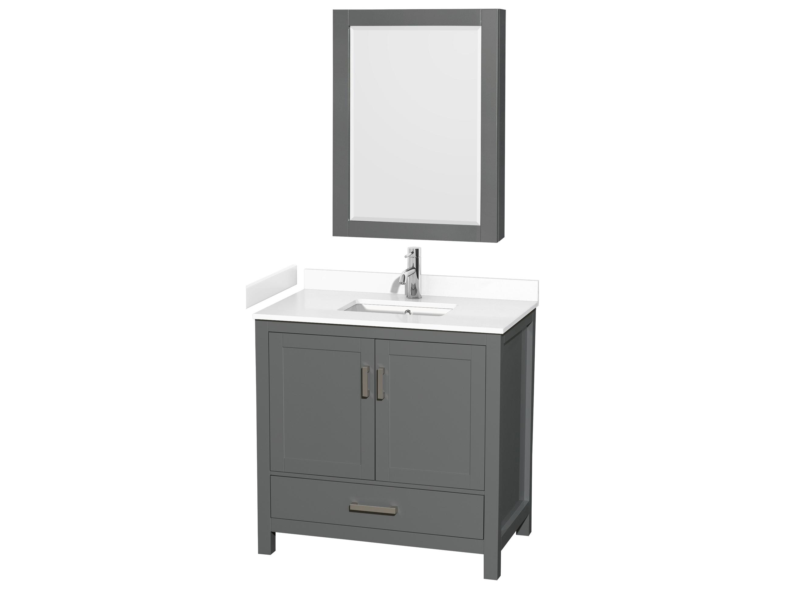 Wyndham Collection Sheffield 36" Dark Gray Vanity with Medicine Cabinet