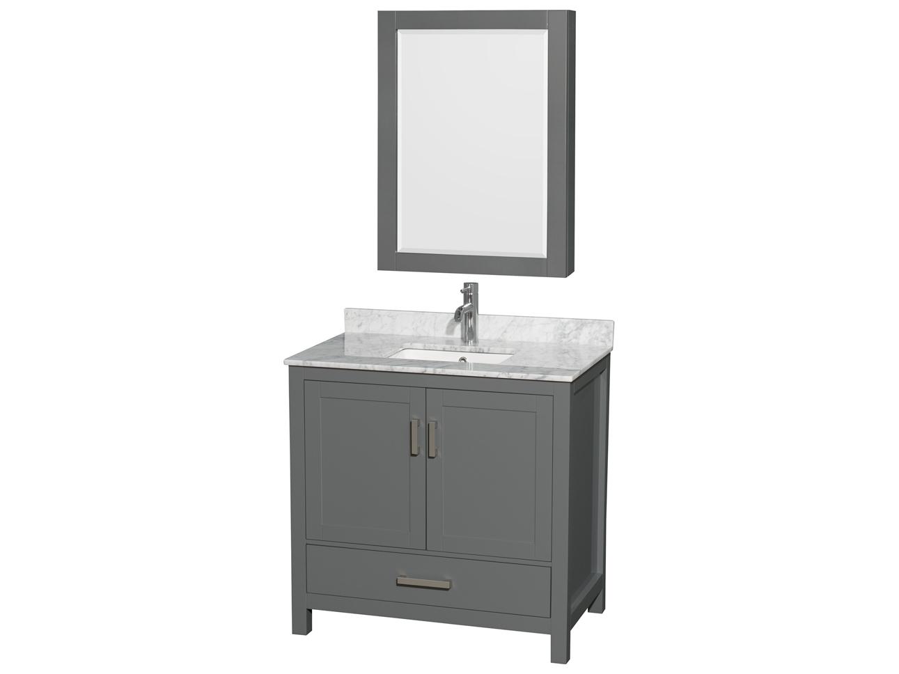 Wyndham Collection Sheffield 36" Dark Gray Vanity with Medicine Cabinet