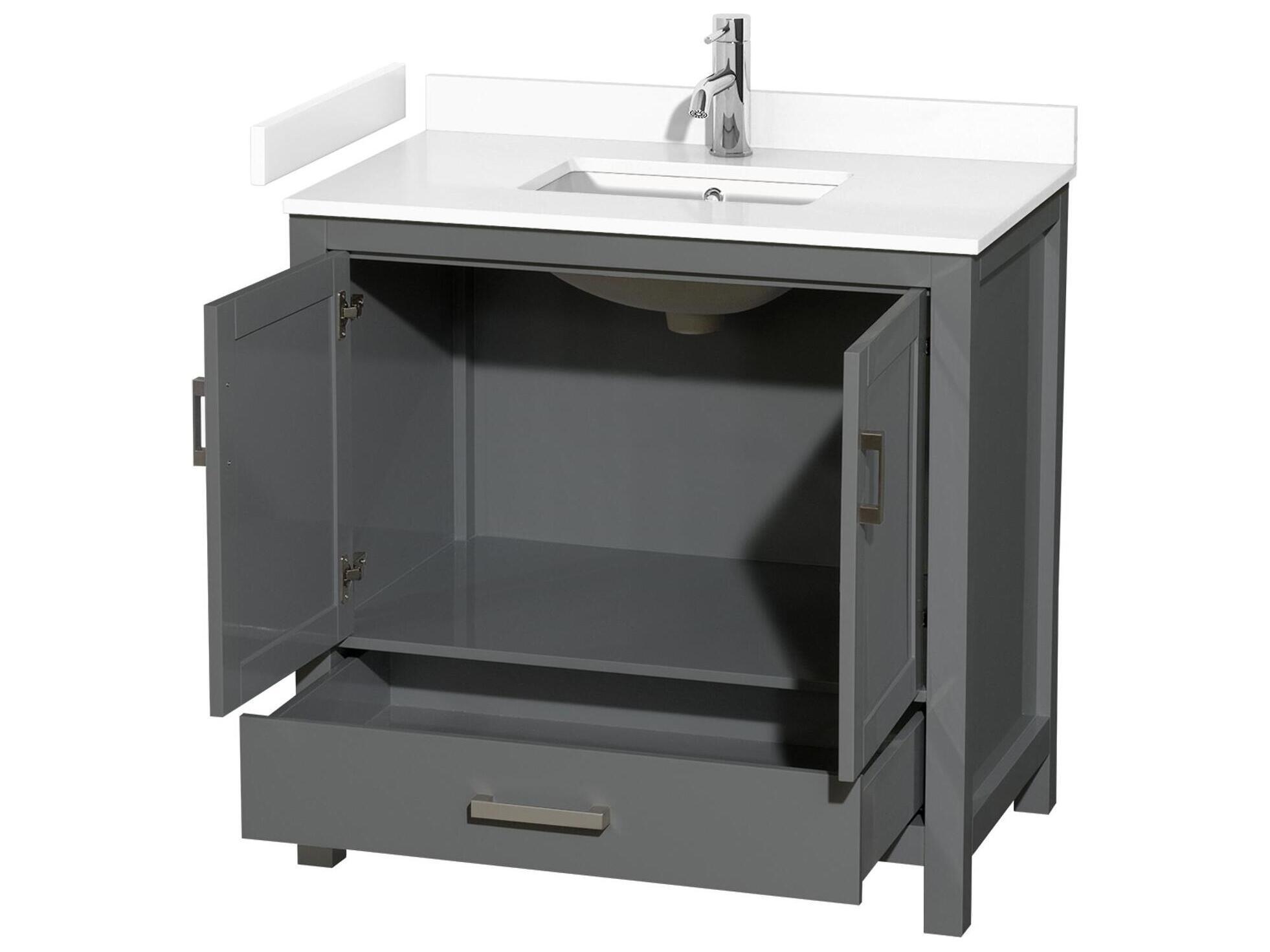 Wyndham Collection Sheffield 36" Dark Gray Vanity