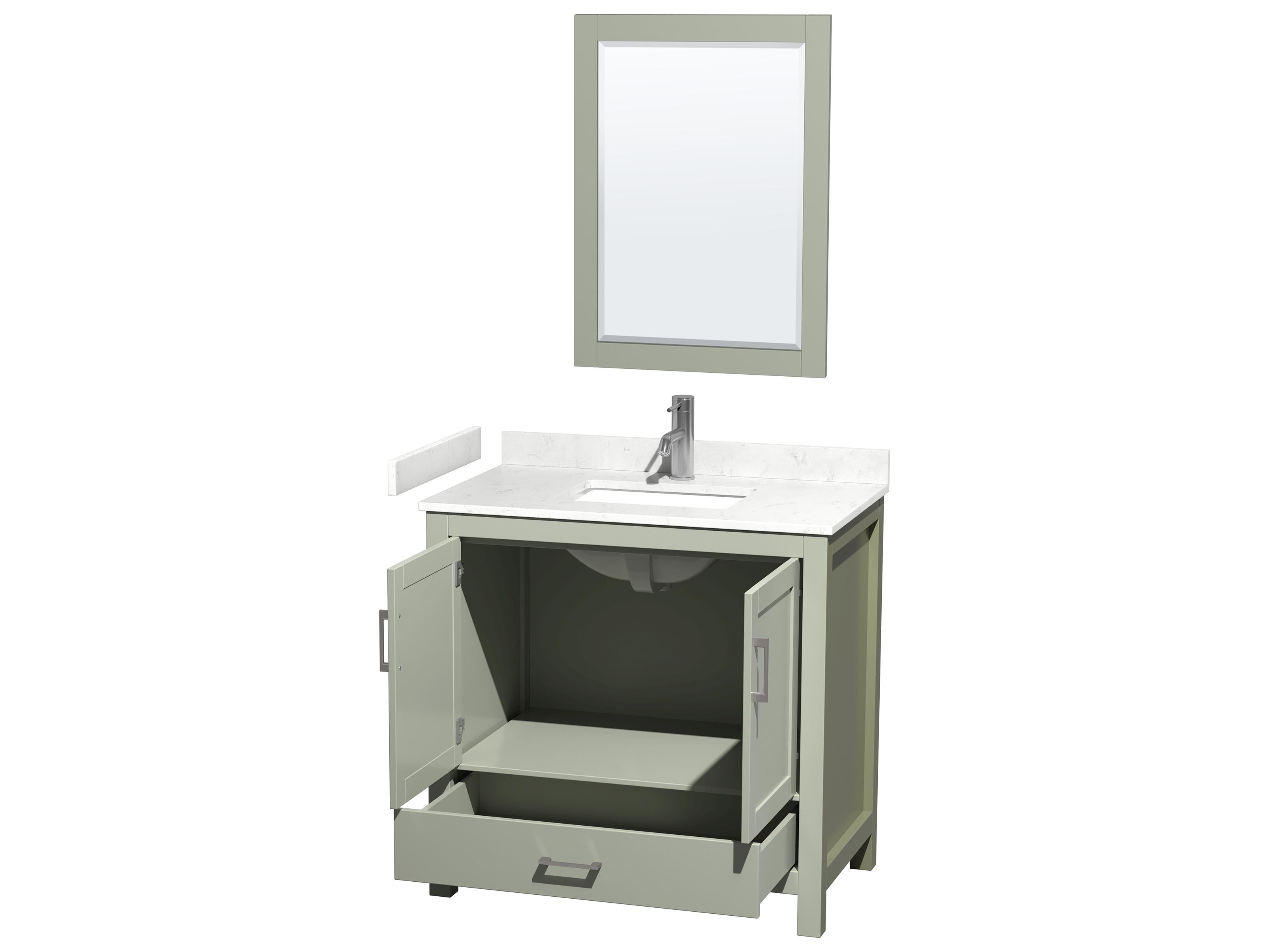 Wyndham Collection Sheffield 36" Light Green Vanity with 24" Mirror