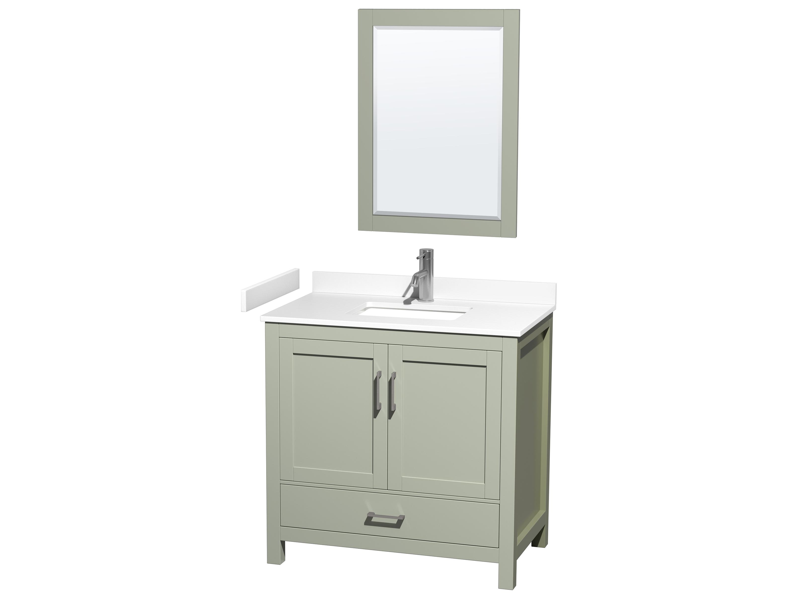 Wyndham Collection Sheffield 36" Light Green Vanity with 24" Mirror