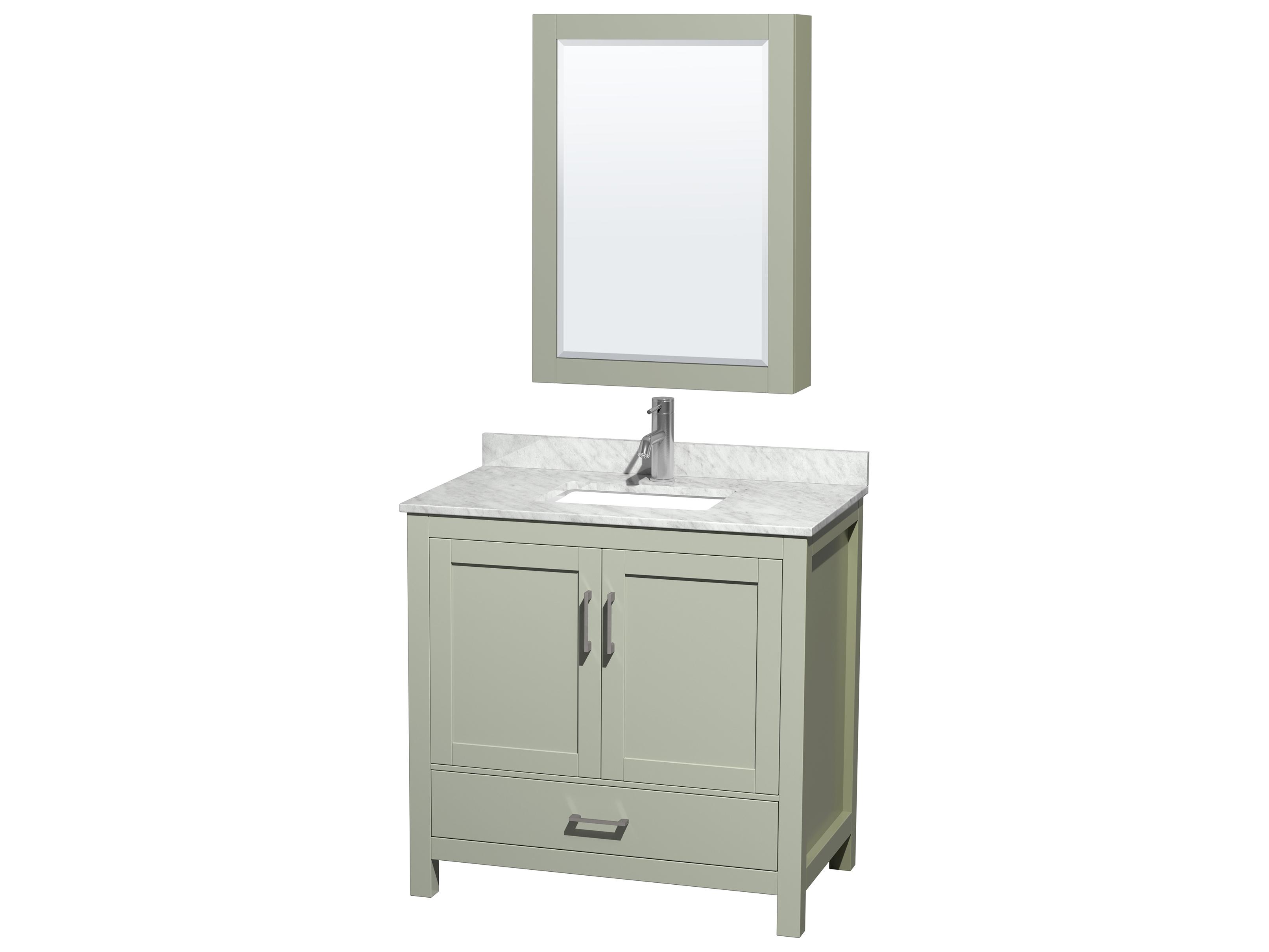 Wyndham Collection Sheffield 36" Light Green Vanity with Medicine Cabinet