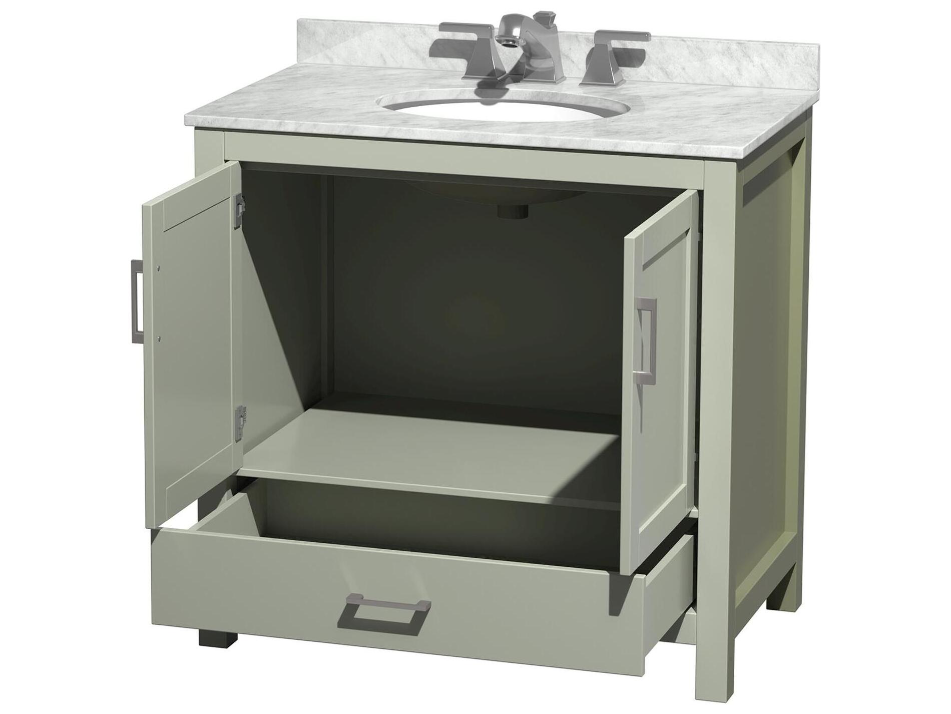 Wyndham Collection Sheffield 36" Light Green Vanity