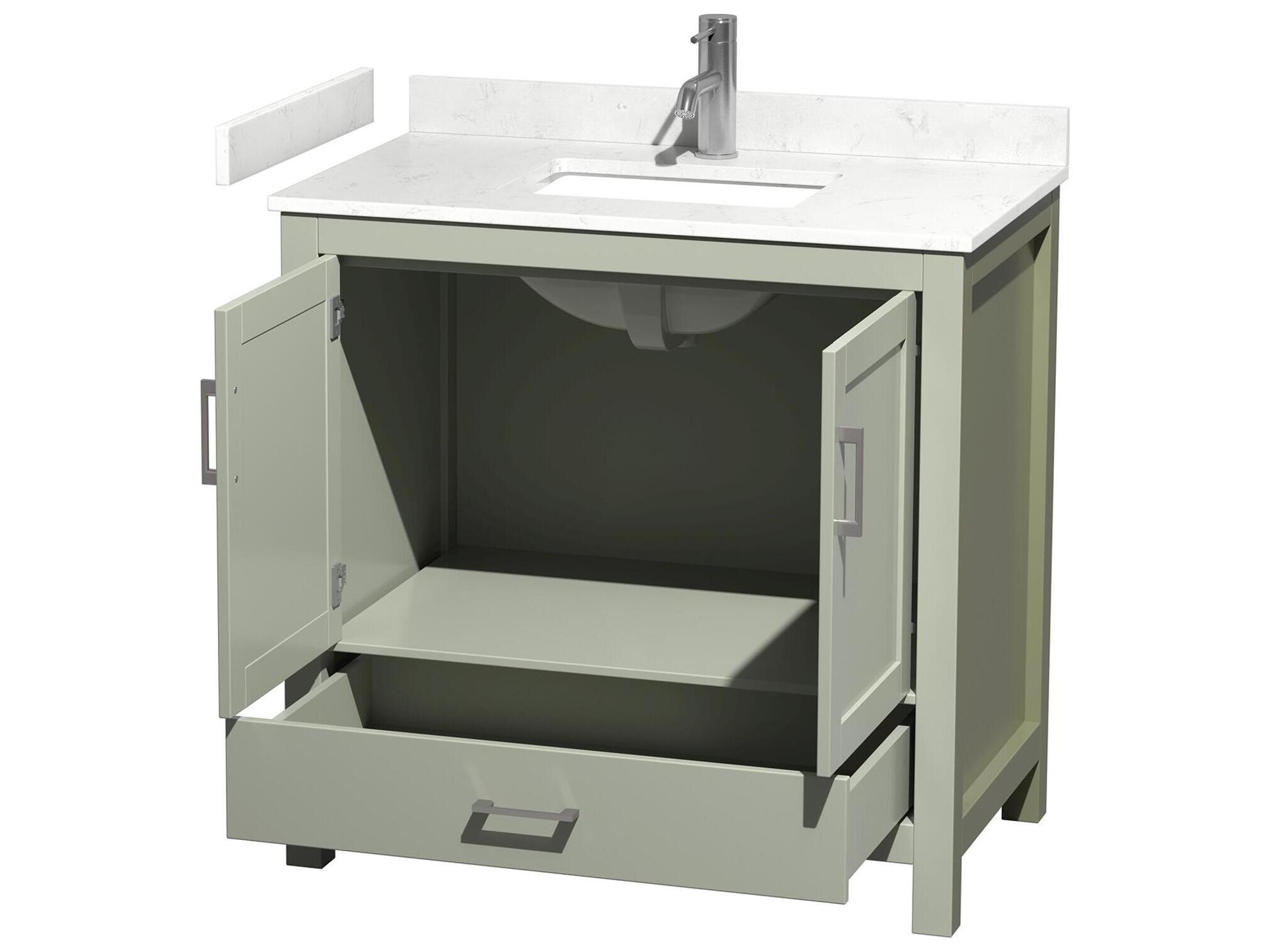 Wyndham Collection Sheffield 36" Light Green Vanity