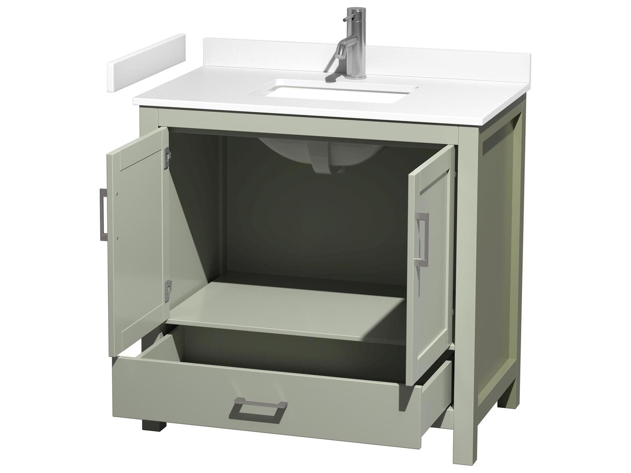 Wyndham Collection Sheffield 36" Light Green Vanity