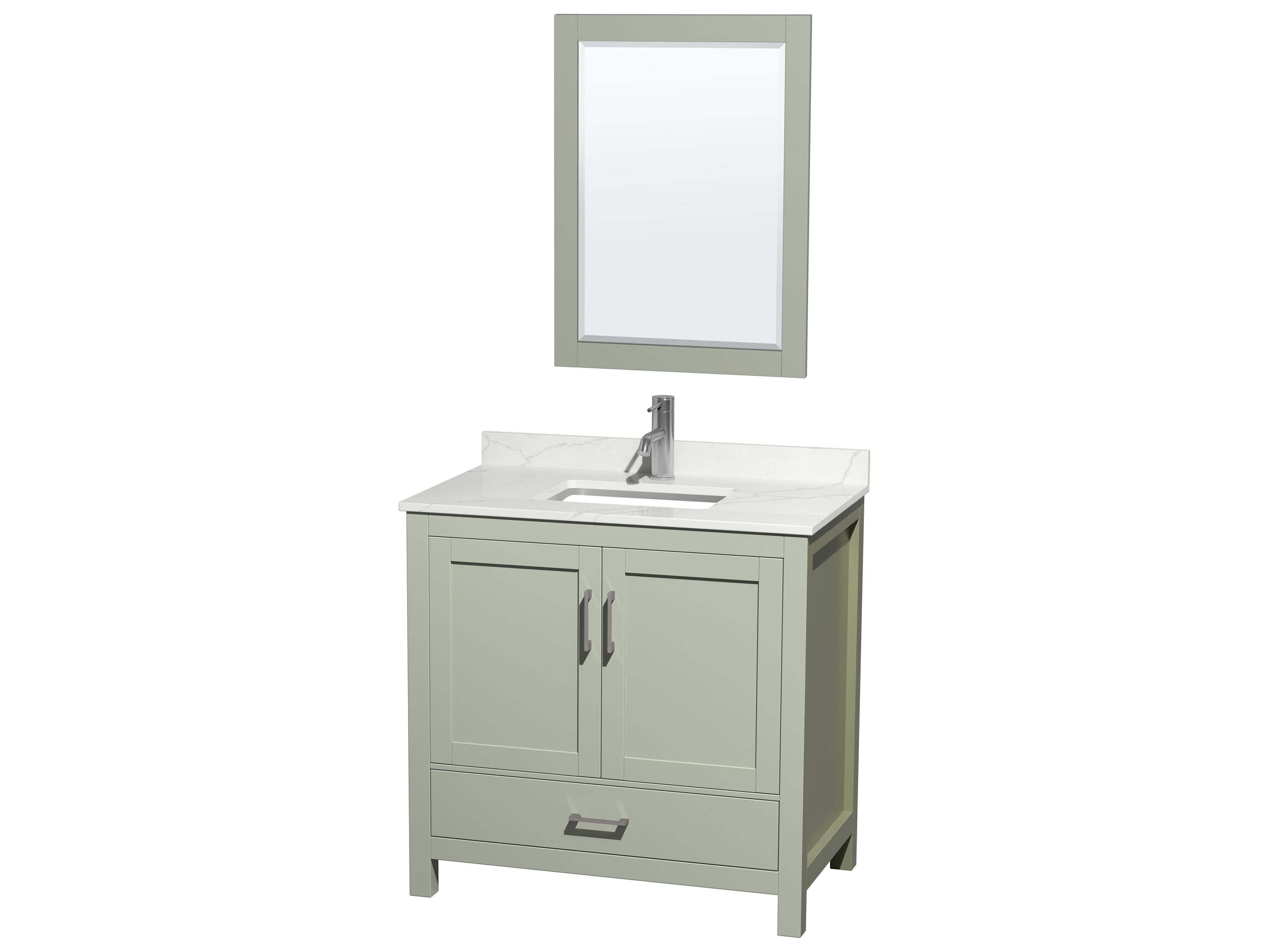 Wyndham Collection Sheffield 36" Light Green Vanity with 24" Mirror