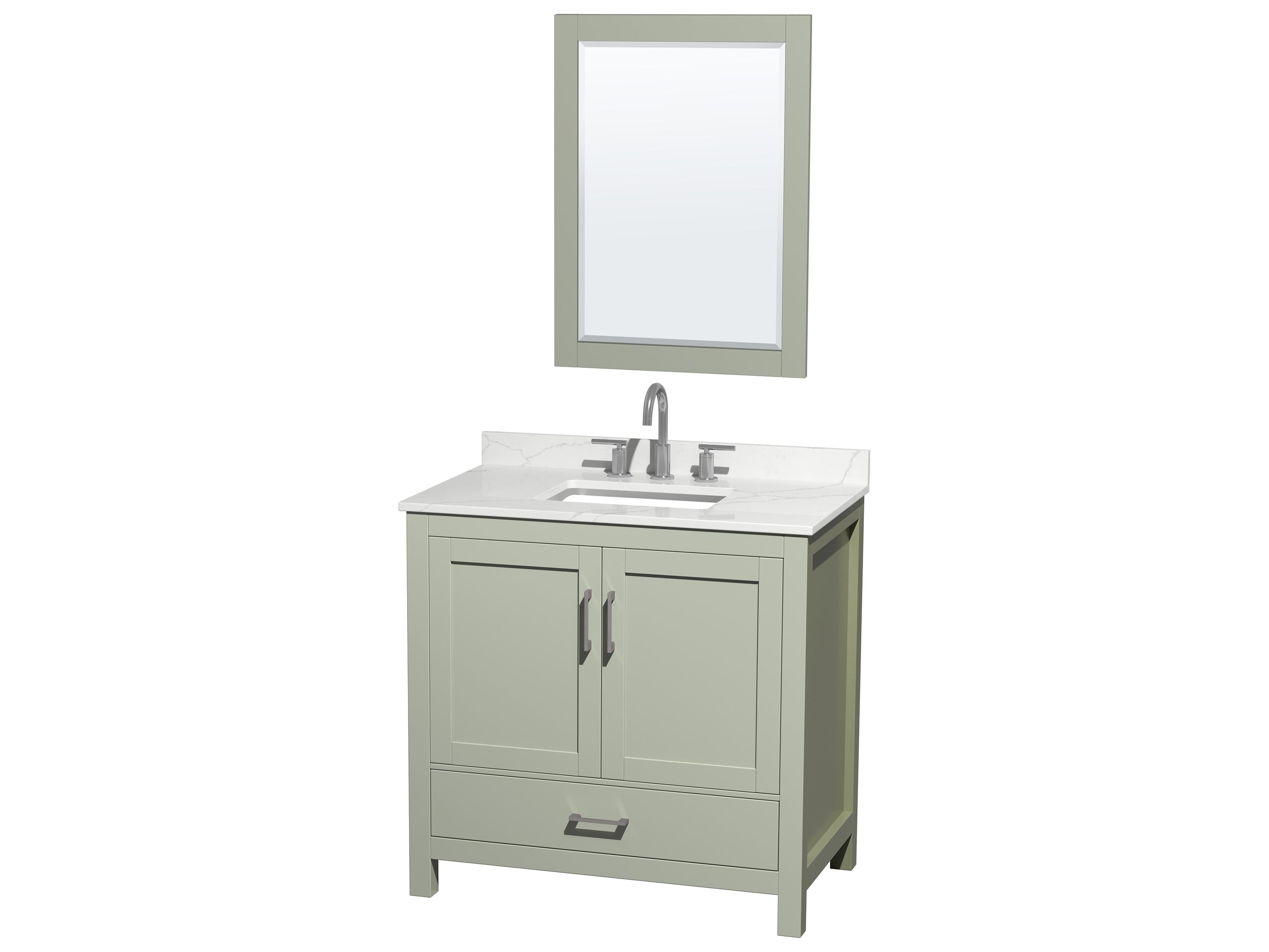 Wyndham Collection Sheffield 36" Light Green Vanity with 24" Mirror