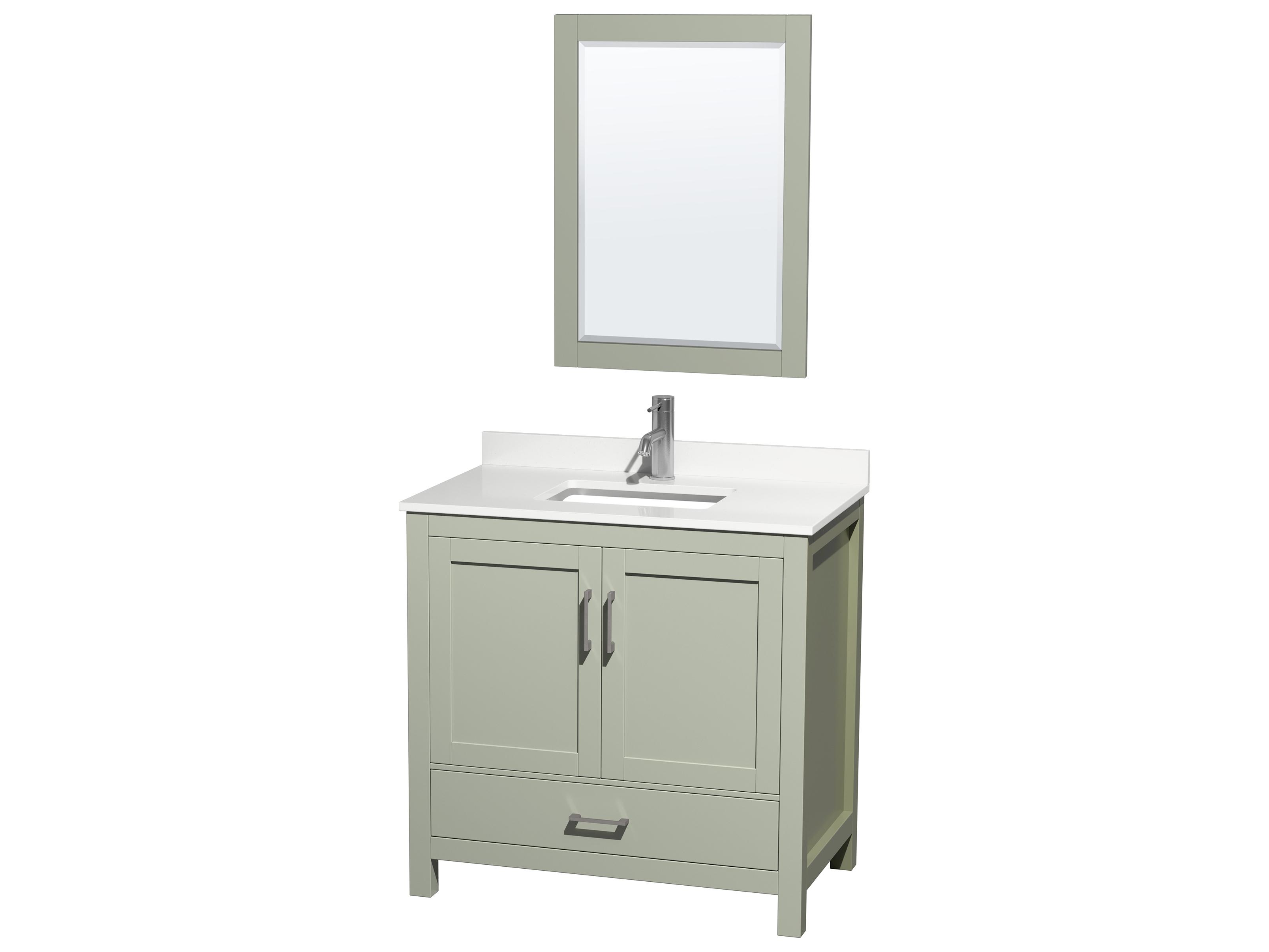 Wyndham Collection Sheffield 36" Light Green Vanity with 24" Mirror