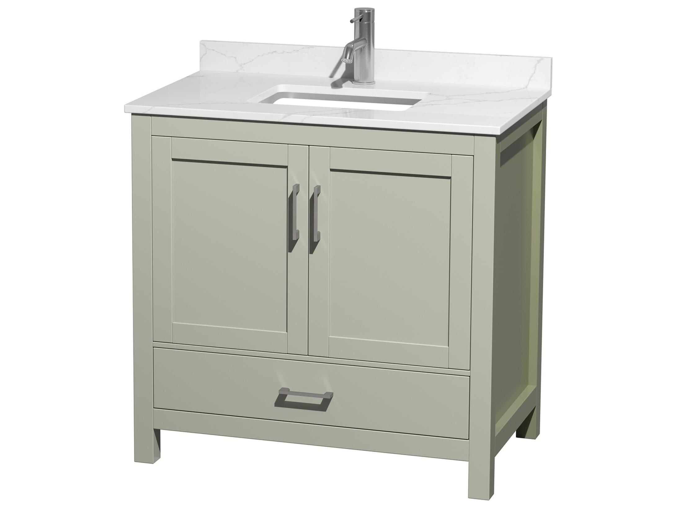 Wyndham Collection Sheffield 36" Light Green Vanity