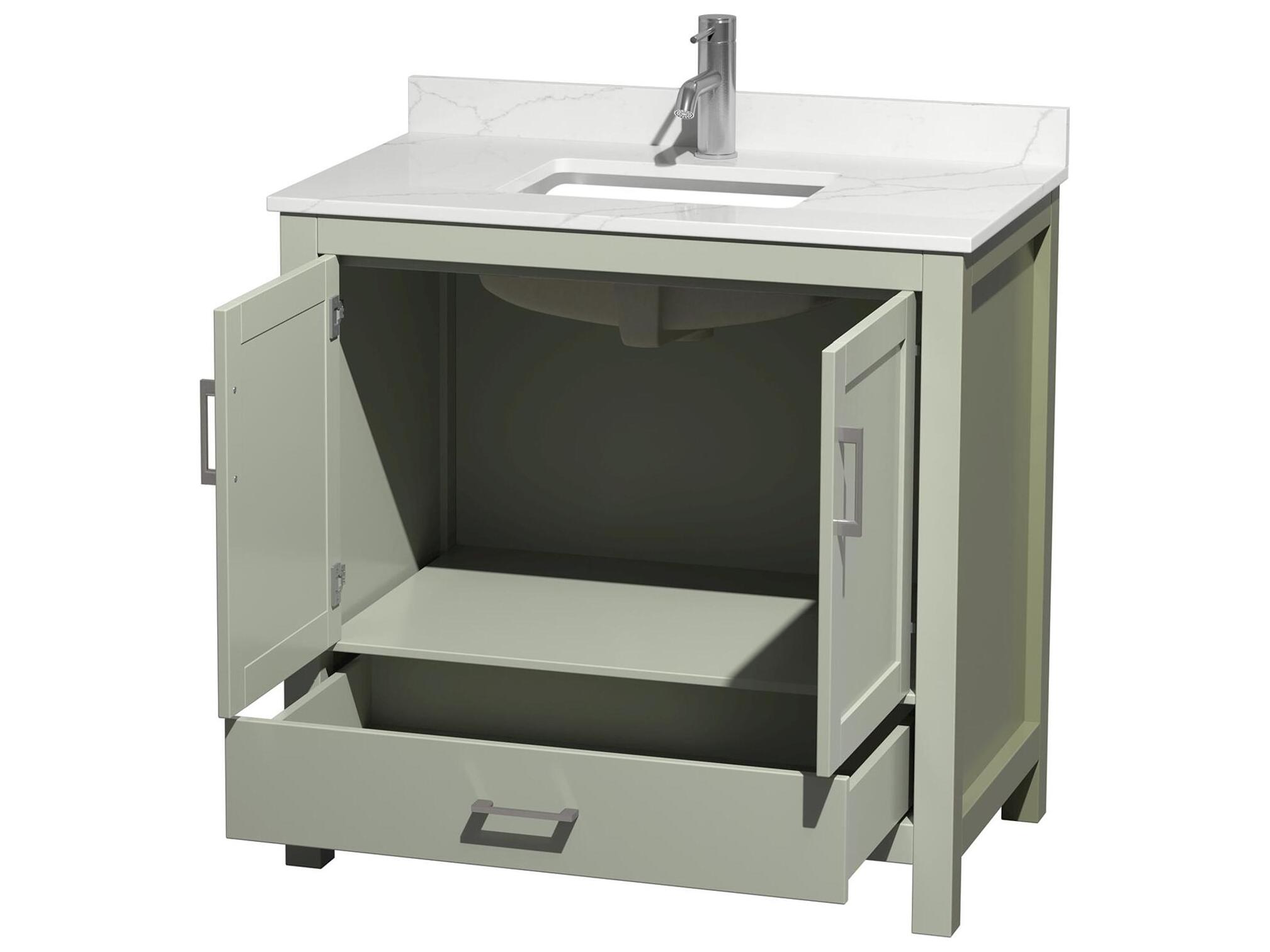 Wyndham Collection Sheffield 36" Light Green Vanity