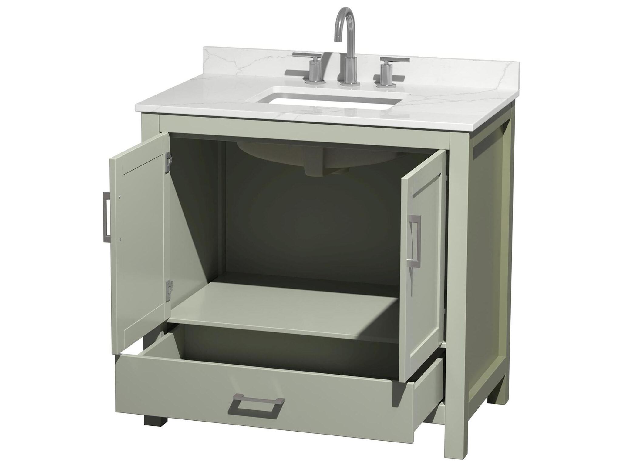 Wyndham Collection Sheffield 36" Light Green Vanity