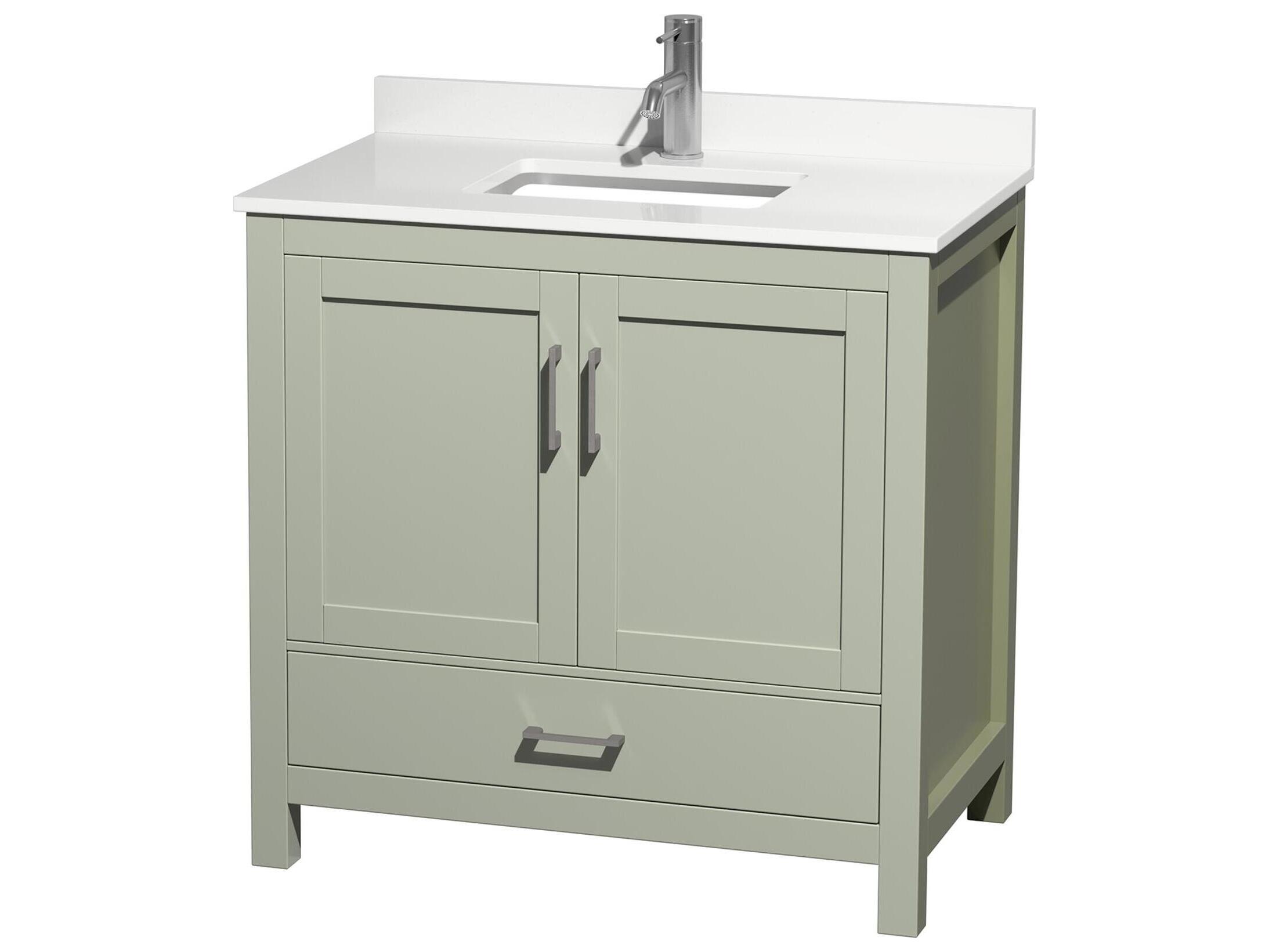 Wyndham Collection Sheffield 36" Light Green Vanity