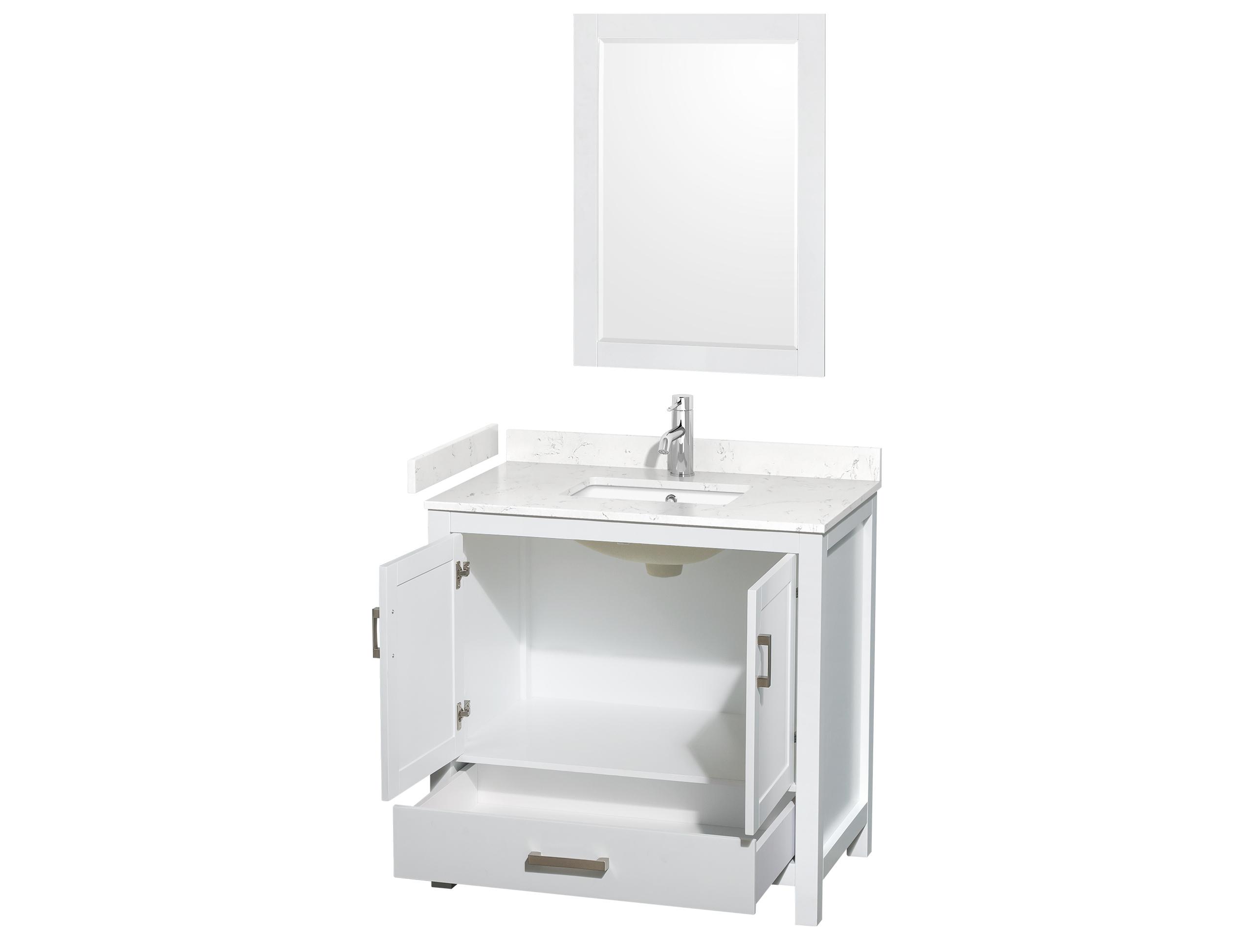 Wyndham Collection Sheffield 36" White Vanity with 24" Mirror