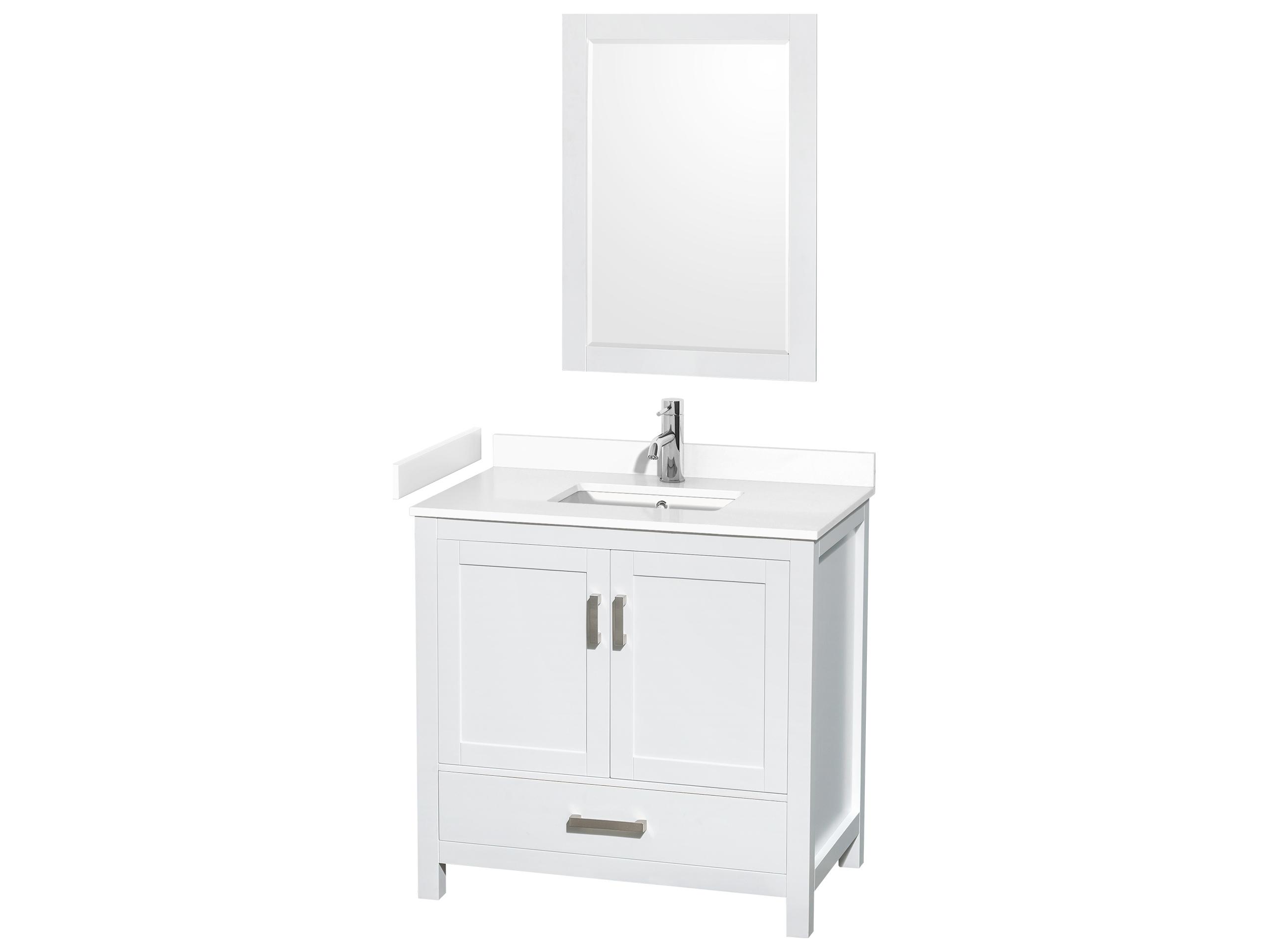 Wyndham Collection Sheffield 36" White Vanity with 24" Mirror
