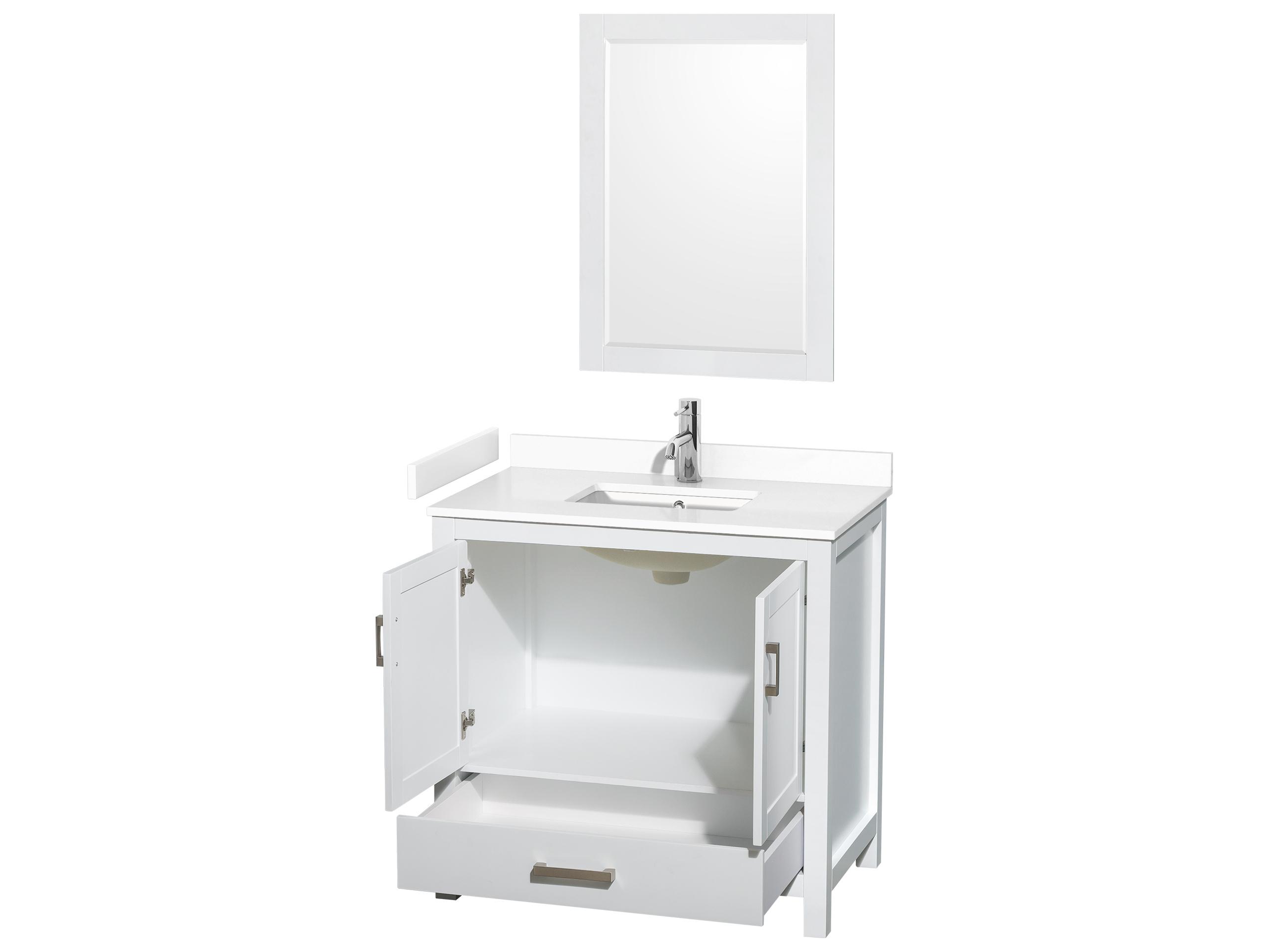 Wyndham Collection Sheffield 36" White Vanity with 24" Mirror