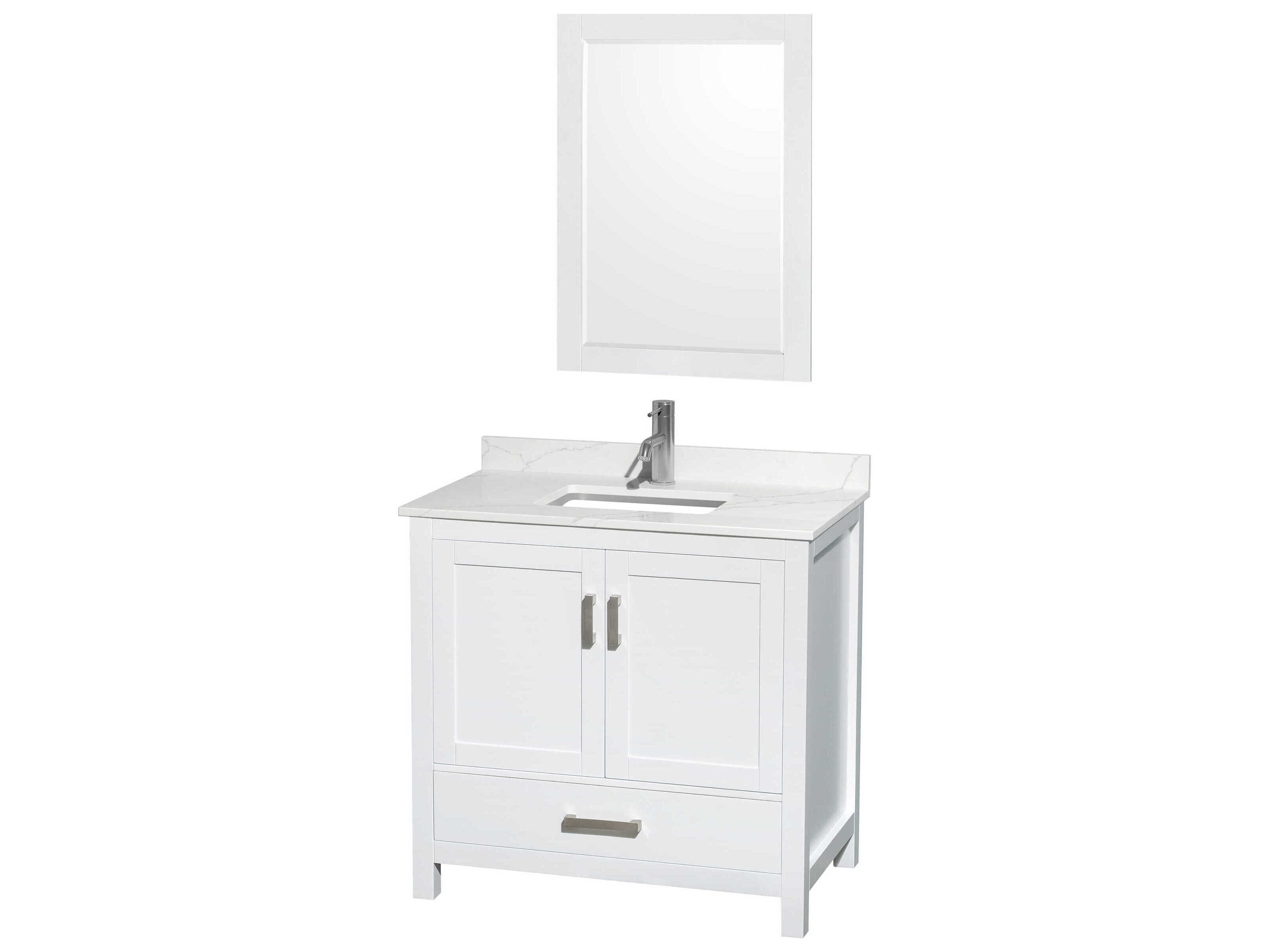 Wyndham Collection Sheffield 36" White Vanity with 24" Mirror